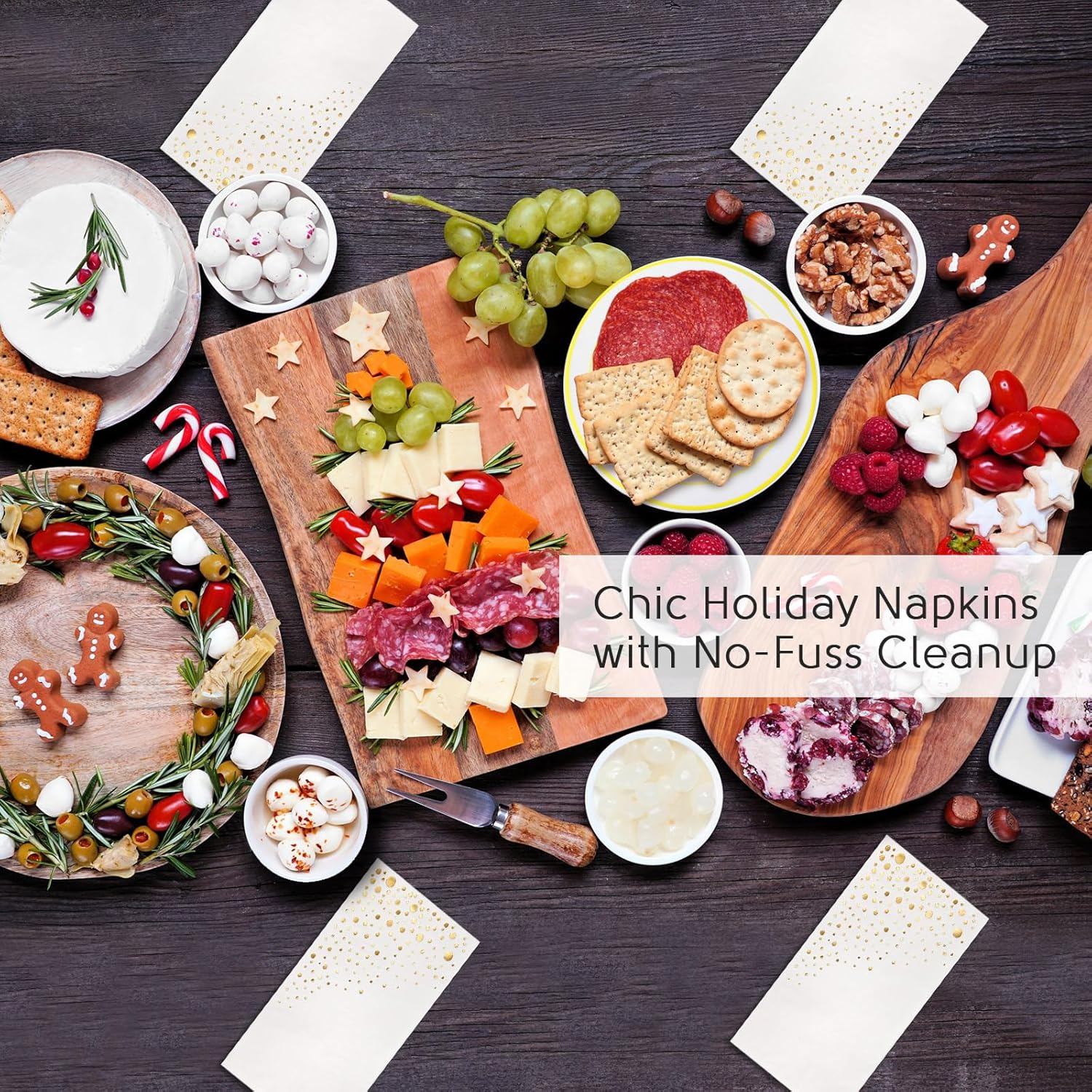 Stylish Gold Dinner Napkins, 100 White and Gold Napkins, 7.5 X 4.25 Inch Christmas Dinner Napkins, Disposable Holiday Napkins, Gold Napkins for Party, Gold Party Napkins, Paper Dinner Napkins image number 4