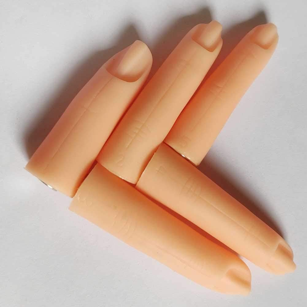 5Pcs Silicone Fake Finger Acrylic UV Gel Nail Art Practice Manicure False Fingers Fake Finger with Magnet for Hand Nail Art Training Display Tools