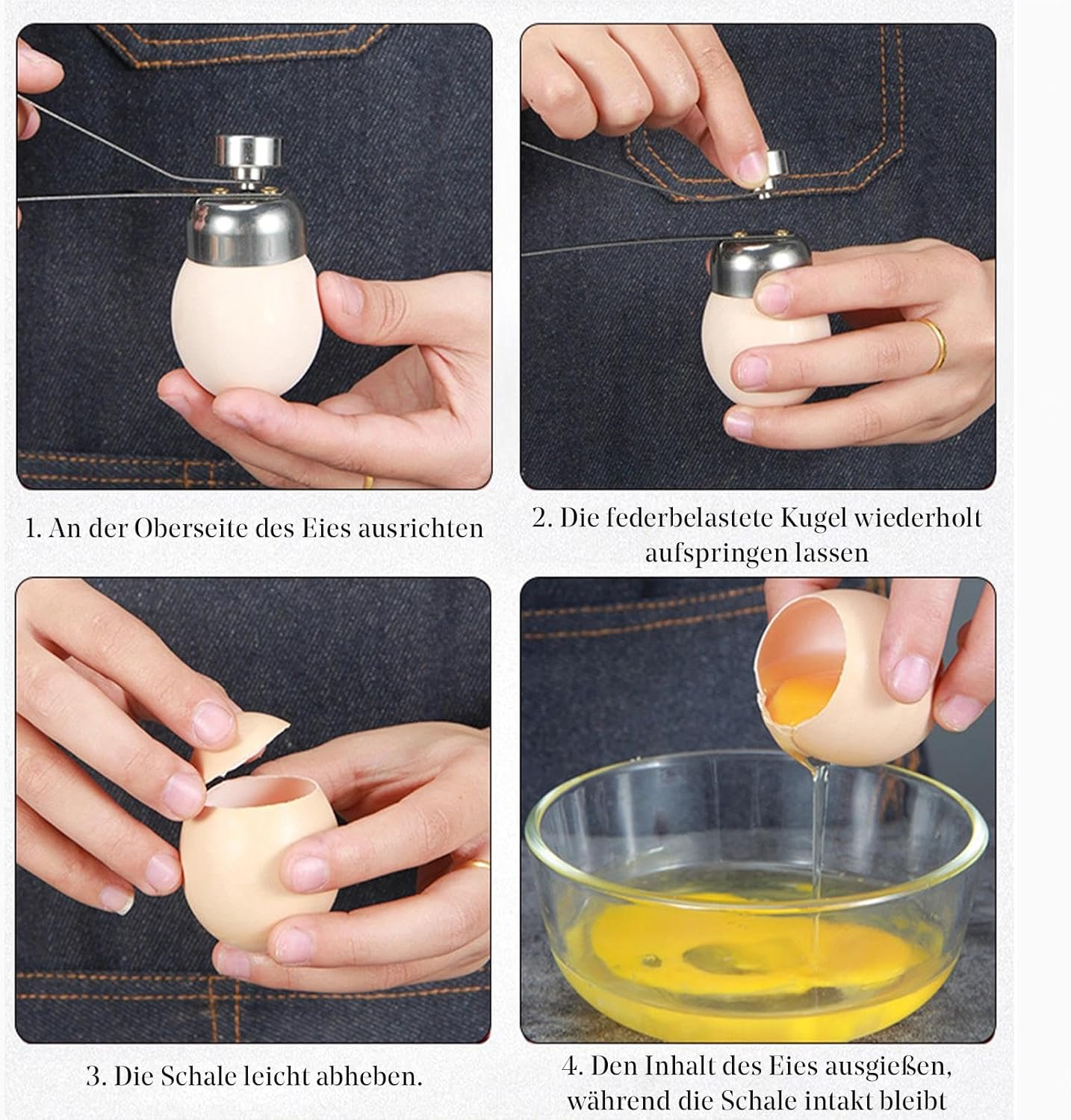 Egg Topper Stainless Steel Shell Opener Cutter Handheld Egg Cracker Tool Eggs Separator Cracker for Raw or Soft Hard Boiled Egg Kitchen Gadgets Boiled Egg Cutter image number 1