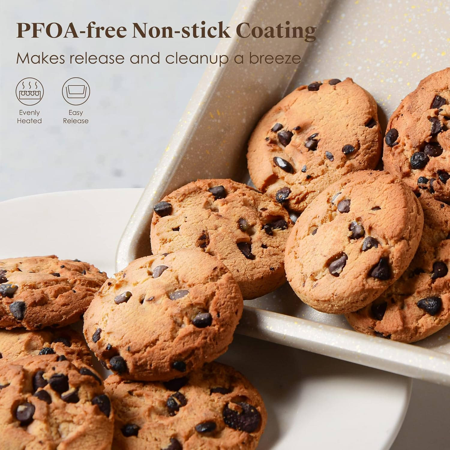 Nonstick Bakeware Set - 7 Piece Oven Bakeware with Cookie Sheet, Cake Pan, Loaf Pan, Muffin Pan, Roaster, Cooling Rack - PTFE & PFOA Free Baking Supplies image number 6