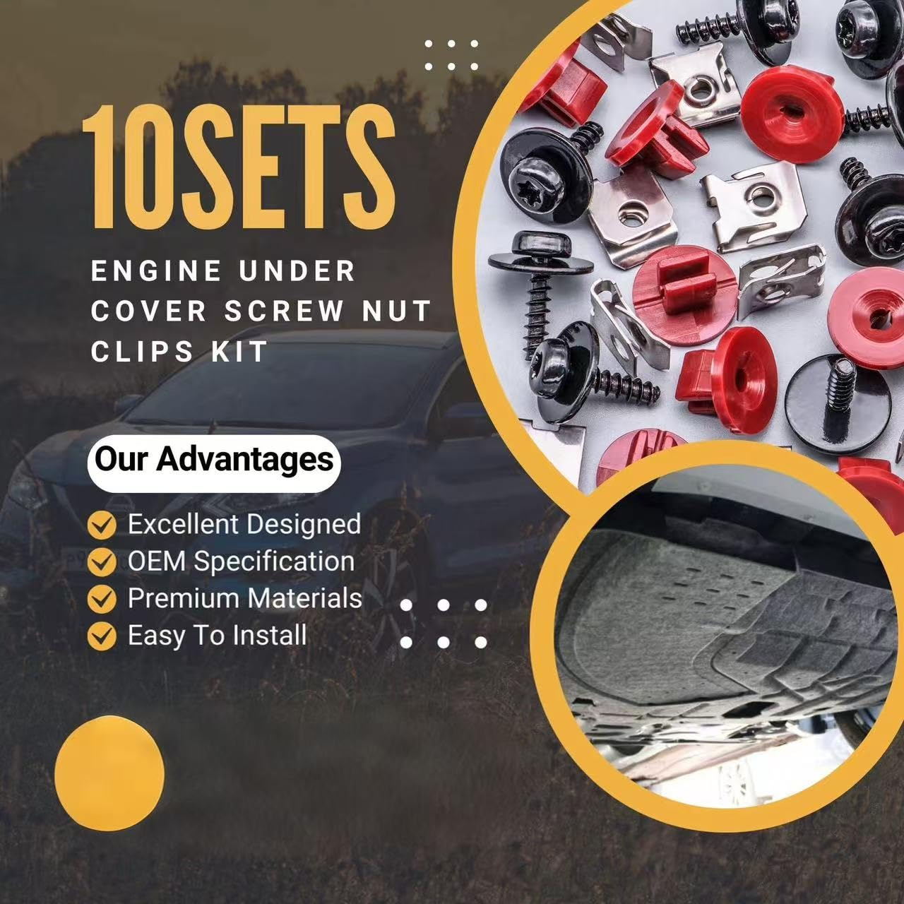 10 Sets T30 Engine Splash Shield Guard Undertray Cover Screws Bolt Nut Clip Kit Compatible with Ford Focus Fusion Escape Explorer C-Max Transit Connect Lincoln MKC image number 3