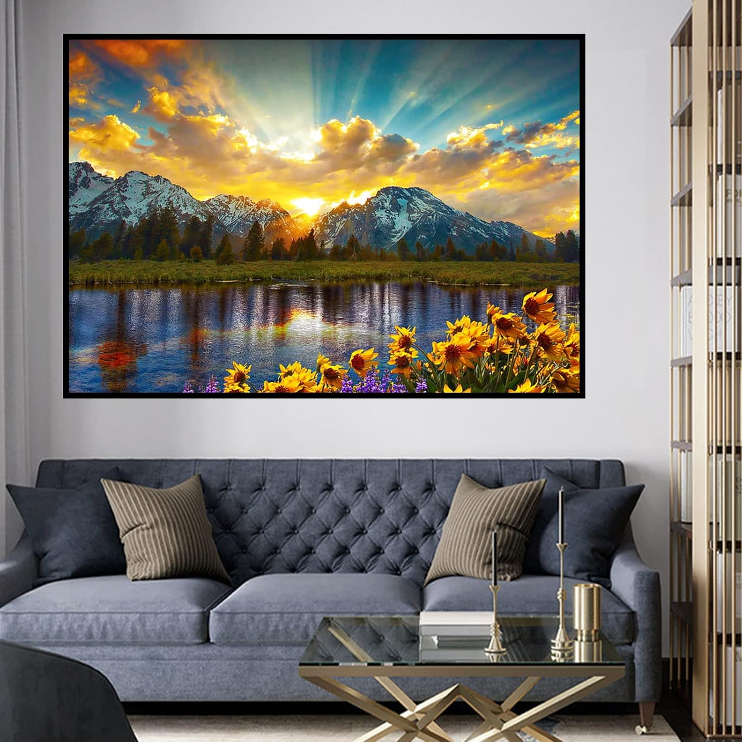 70 * 40CM Full Drill Large Diamond Painting Kits for Adults, round 5D Diamond Art Kits Beginners, Decorative Painting for Living Room, New Home Gift. image number 6