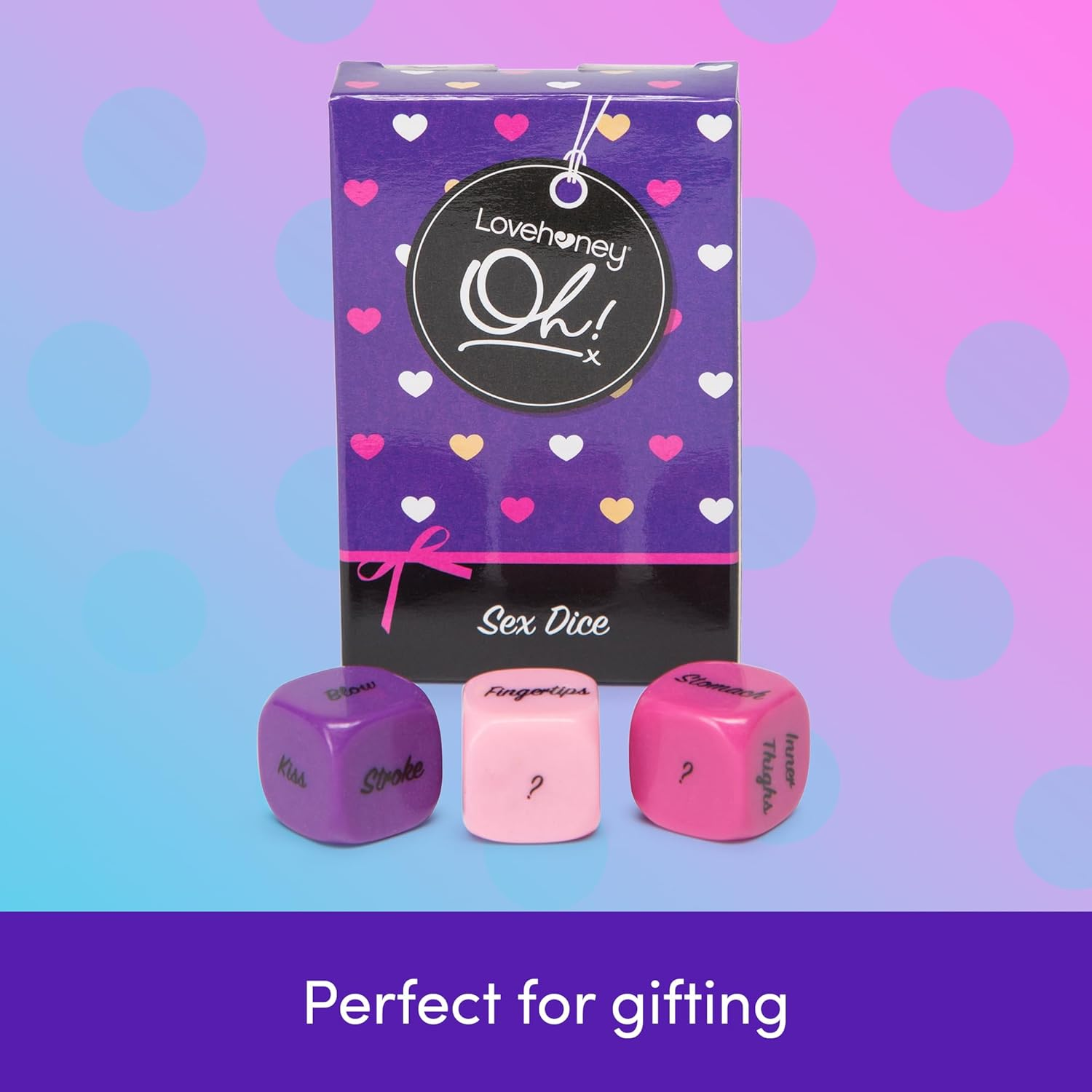 Lovehoney Oh! Multicoloured Dice Game for Couples - Adult Role Play or Foreplay - Small and Travel Friendly - Pack of 3 image number 6