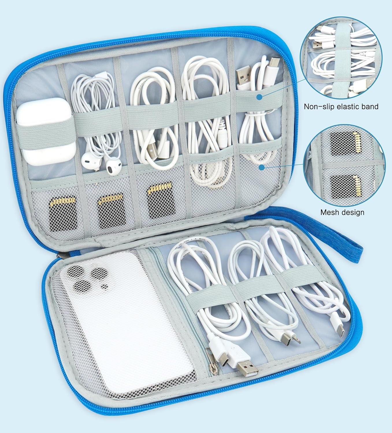 Electronics Organizer Bag, Cord Organizer Travel, Portable Tech Bag, Travel Cable Case, Essentials for Cord/Charger/Tech Storage/Power Bank/Earphone/Usb/Sd/Electronic Accessories image number 3