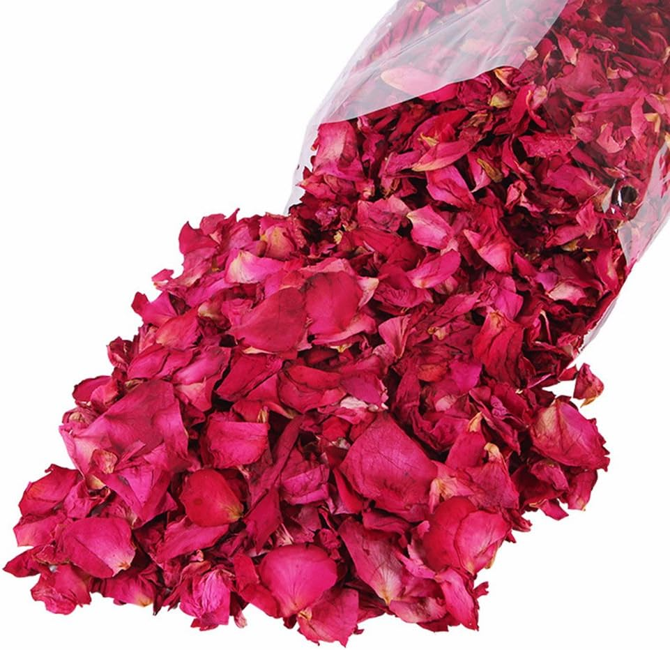 Tooget Dried Natural Real Red Rose Petals Organic Dried Flowers Wholesale Best for Wedding Party Decoration Bath Body Wash Foot Wash Tea Baking Potpourri Crafting - 2 OZ