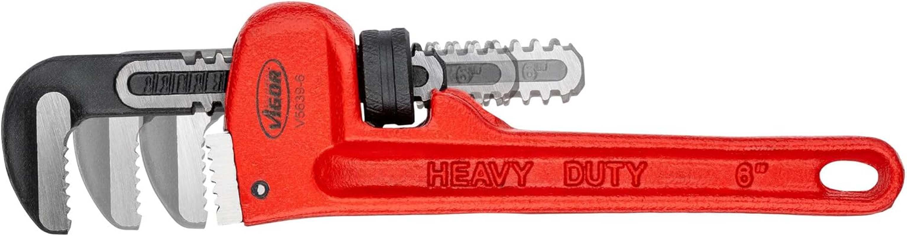VIGOR Pipe Wrench 130Mm V5639-6 Coarse Jaw Spline High Holding Power Heavy Duty Cast Iron Construction image number 2