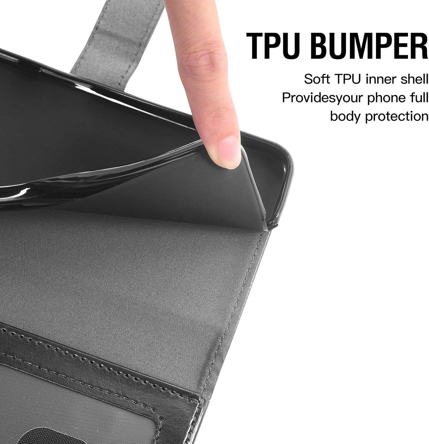 Compatible with Samsung Galaxy S23 Fe 5G Wallet Case Tempered Glass Screen Protector and Leather Flip Cover Card Holder Credit ID Stand Cell Accessories Phone Cases for S 23Fe S23FE G5 Women Men Black image number 3