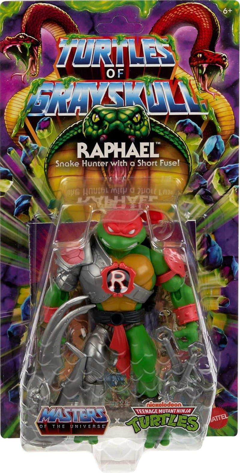 Masters of the Universe Origins Turtles of Grayskull Raphael Reptile Wars Posable Action Figure, Teenage Mutant Ninja & Motu Crossover Hero Raph Toy