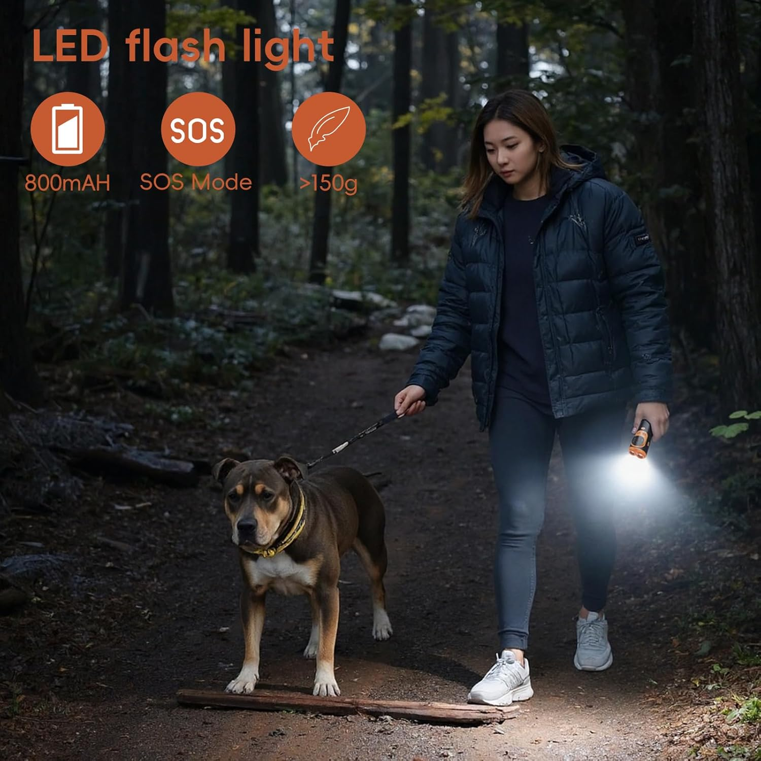 Dog Bark Deterrent &ndash; Ultrasonic Dog Training Device with LED Light, 3-Head 50Ft Range Anti-Bark Control, Rechargeable Handheld Dog Repellent with Dual Frequency, Pet-Friendly & Portable (Orange) - Black image number 4