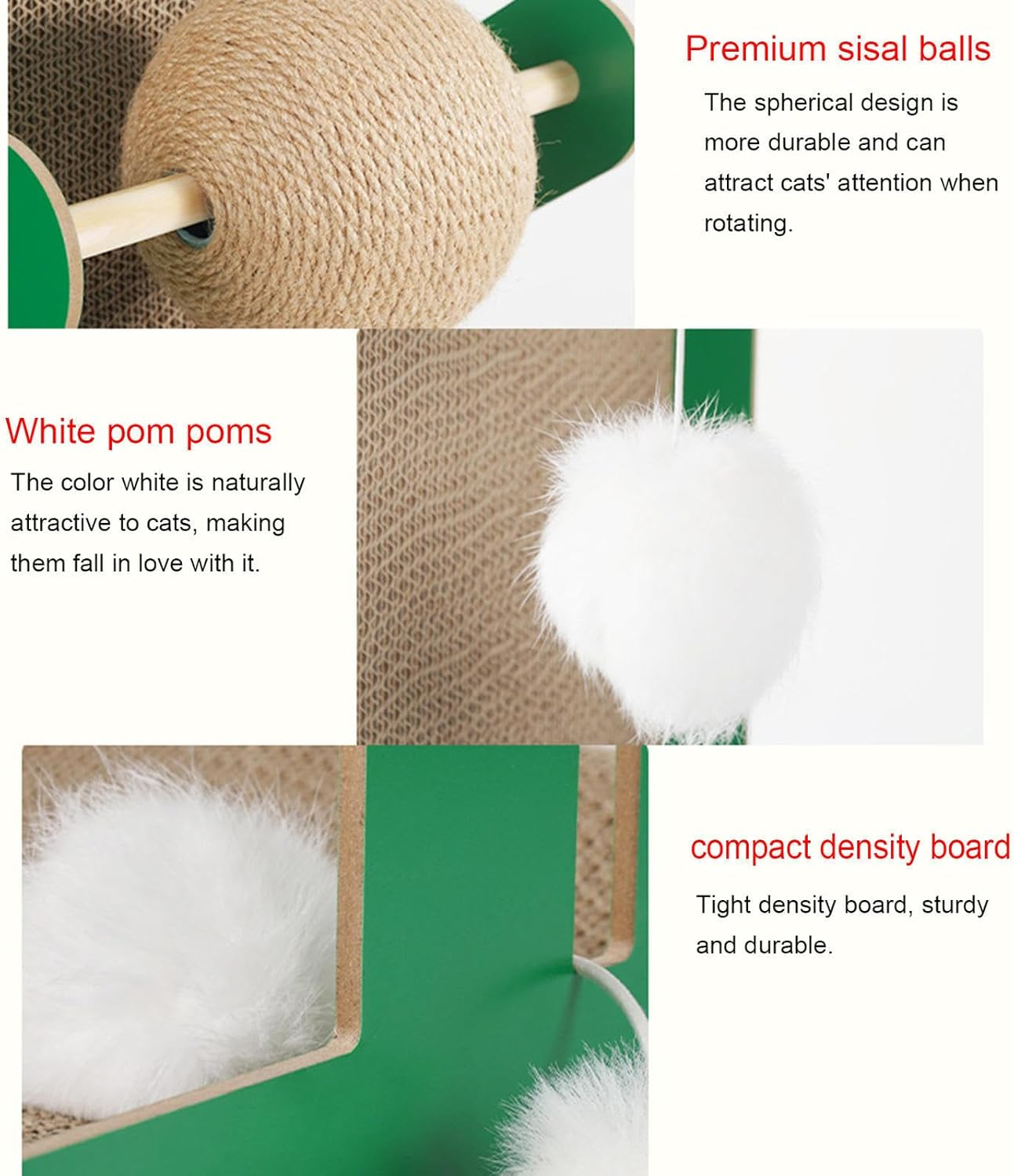 Cat Scratching Post Sisal Vertical Scratcher Posts,Plush Multi Level Cat Tower with Scratching Posts, Perch Style Bed, Cat Condo and Hanging Toy for Cats and Kittens