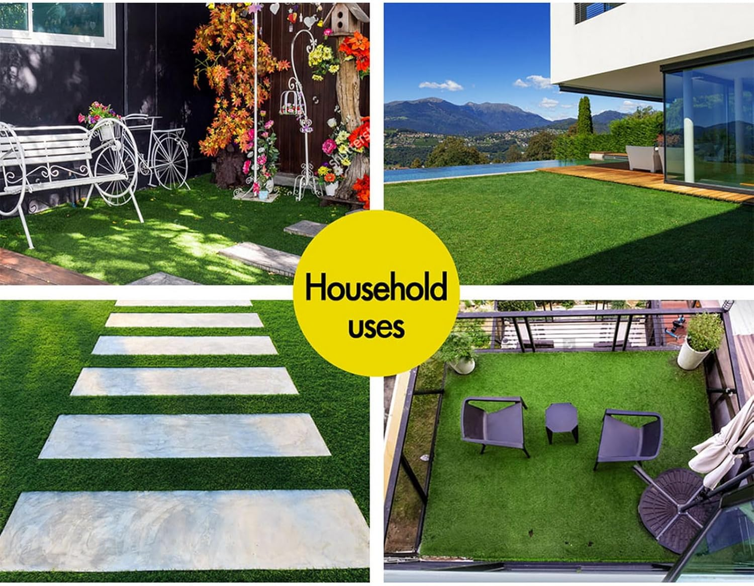 OTANIC Artificial Grass 10 SQM Roll 2X5M Synthetic Turf Gloss Finished 35Mm Pile Height Fake Yarn Lawn Plant Rug with Drainage 4-Tone Colour for Outdoor Indoor Garden Backyard image number 1