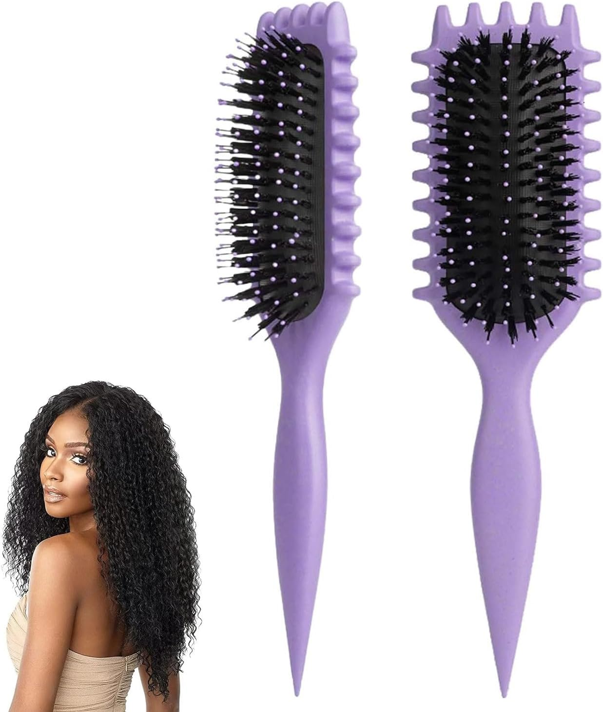 Curly Hair Brush Bounce Curl Define Brush for Defining and Curling (Purple)
