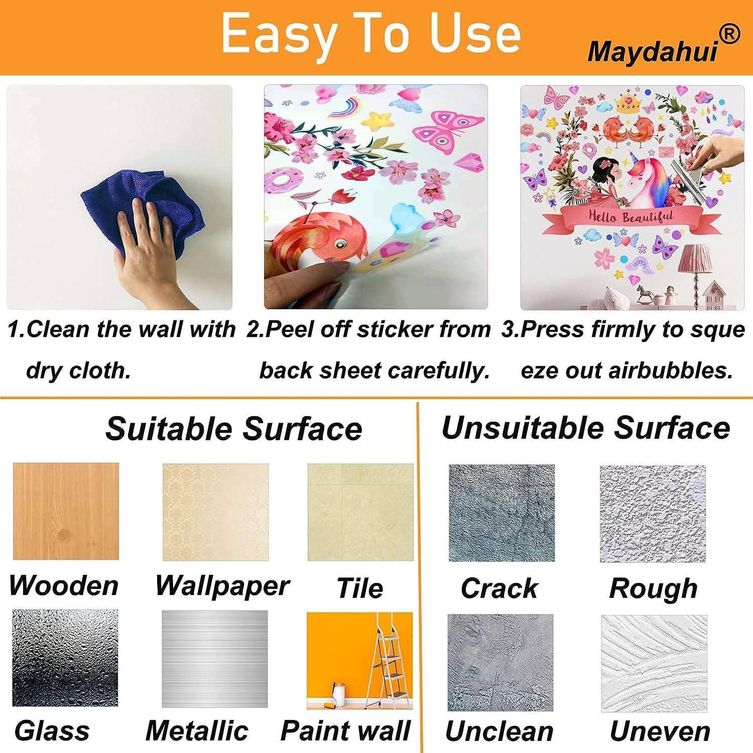 Maydahui Rainbow Cloud Wall Decal Colorful Stars Wall Vinyl Sticker (30 X 42 Inch) Removable Peel and Stick Art Mural Decor for Baby Kids Bedroom Nursery Playroom Girl&rsquo;S Room image number 1