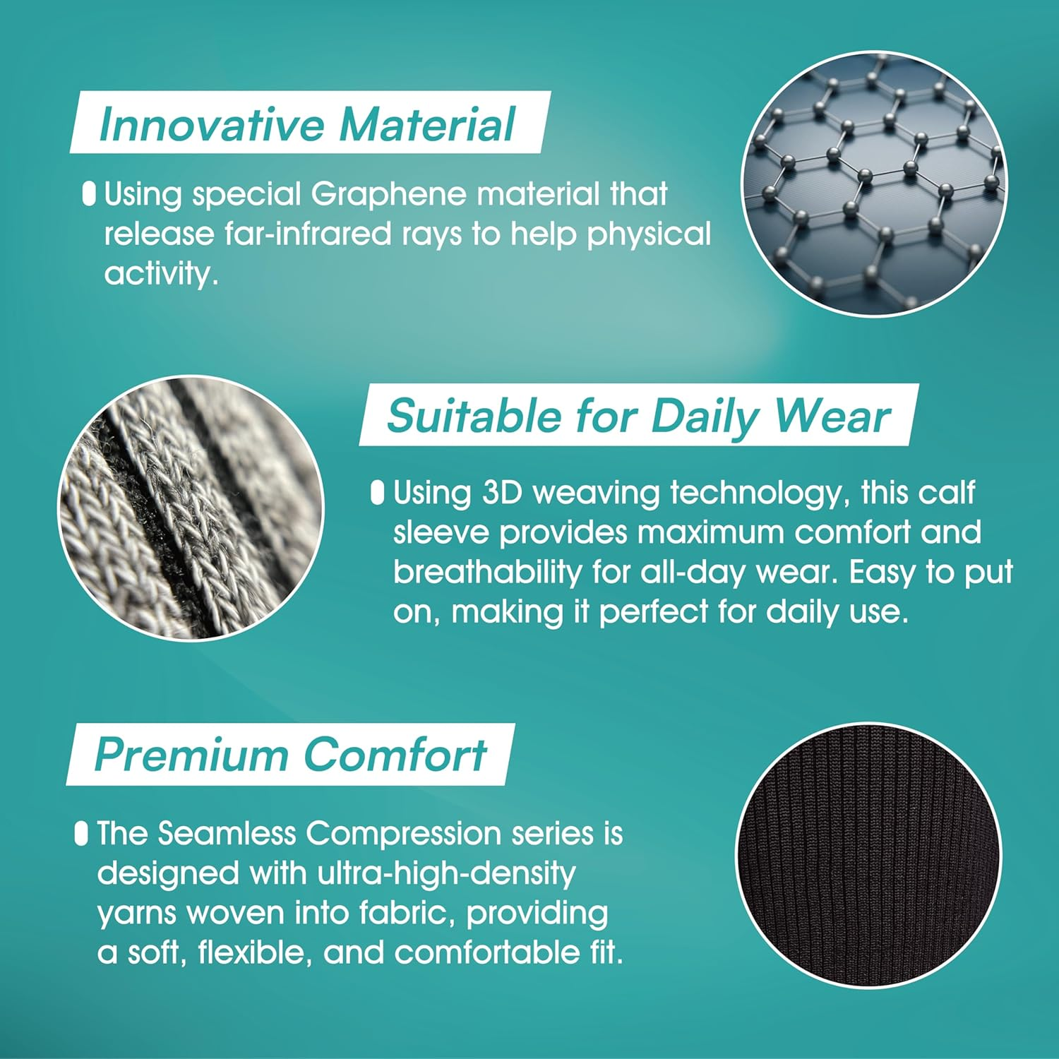 Vital Salveo Compression Calf Sleeves,Lower Leg Support for Shin Splint, Calf Pain, Varicose Veins, Swelling Relief,Sports, Daily Use, Travel,Runing,For Men & Women (1PC) /L image number 2