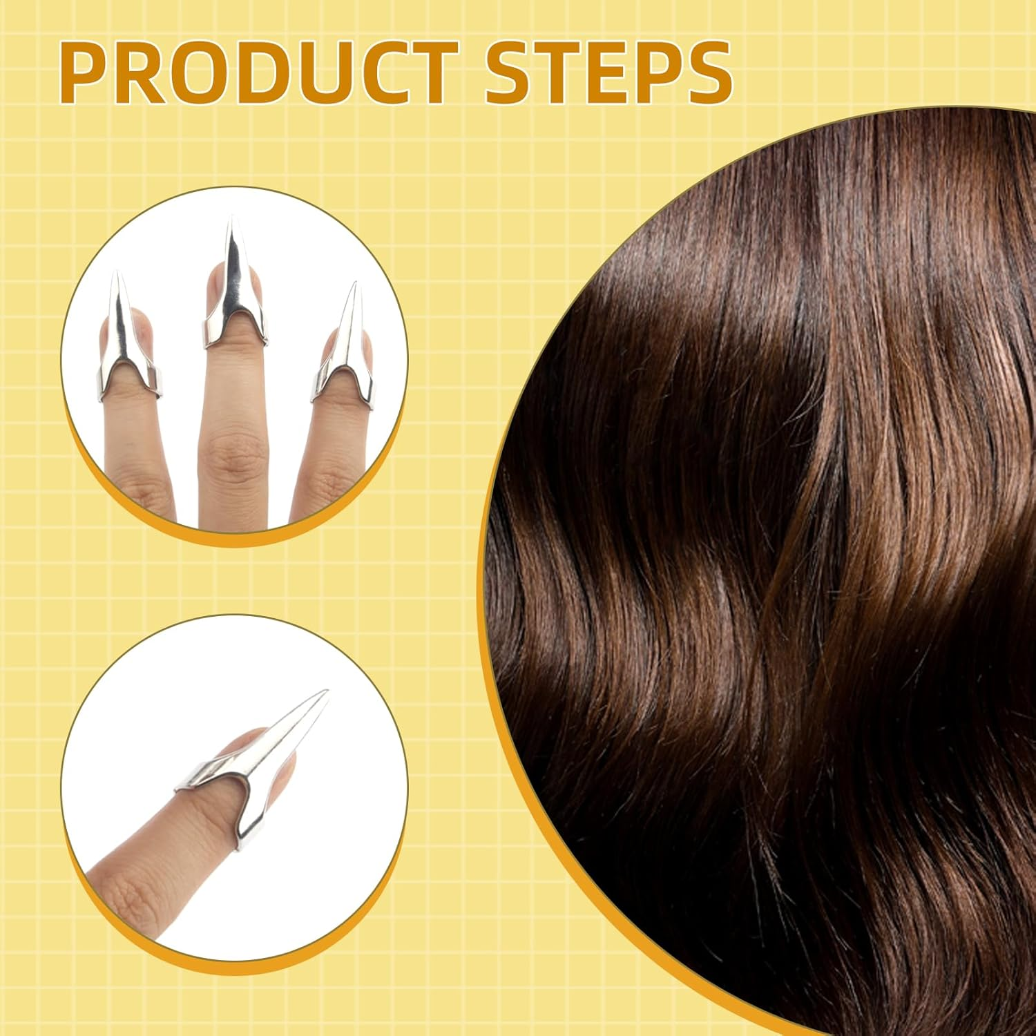 11PCS Hair Braiding Tools Pack, with 8PCS Metal Hair Parting Rings/Braid Aid Finger Parting Tool, and 1PCS Rat Tail Comb/Braiding Combs and 2 Parting Tool Rings, Stitch Braid Tool Finger Hair Tools image number 1