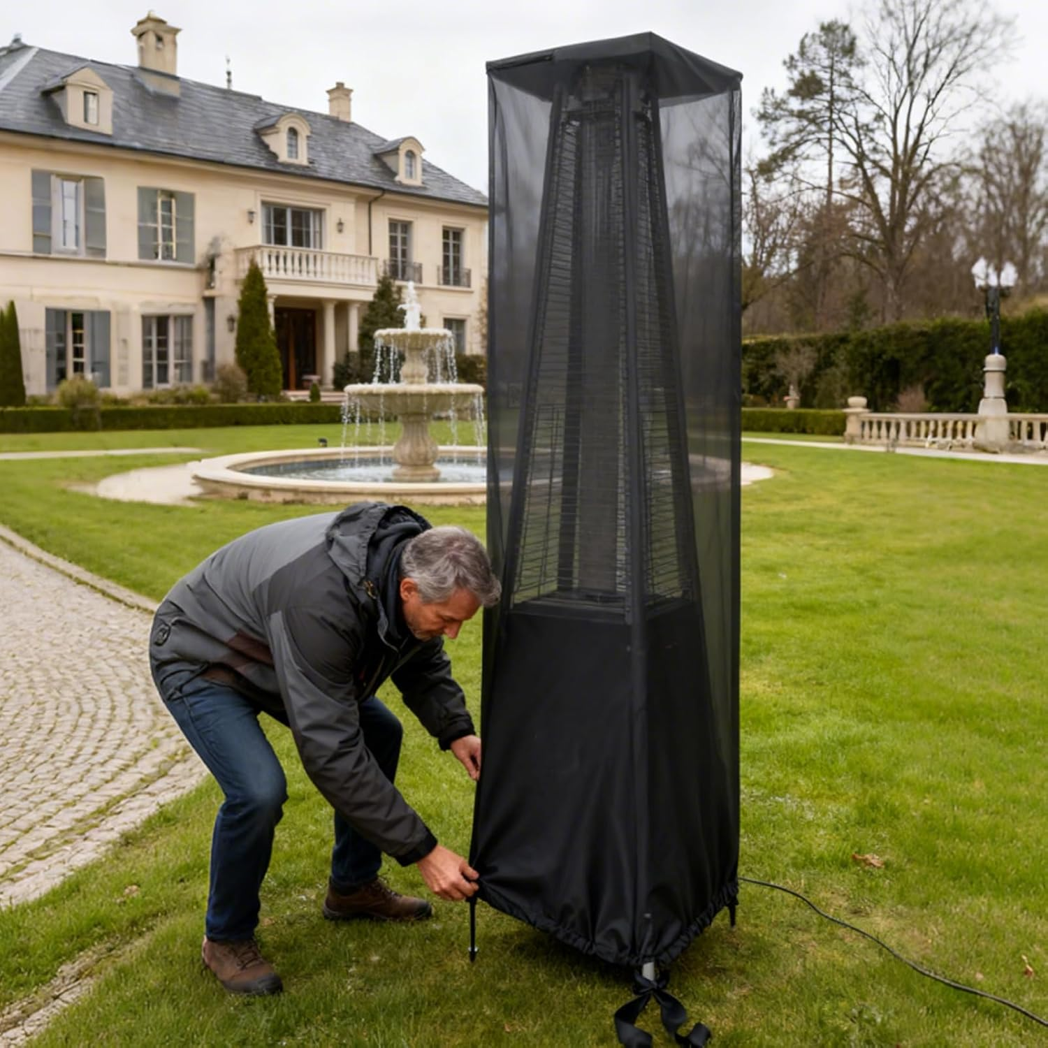 Outdoor Patio Heater Cover - Waterproof Oxford Cloth Protector | Heavy Duty Windproof Heater Covers - for Yard Pathway Backyard Patio Beach Pool Balcony Deck Camping Hotels Restaurants image number 4