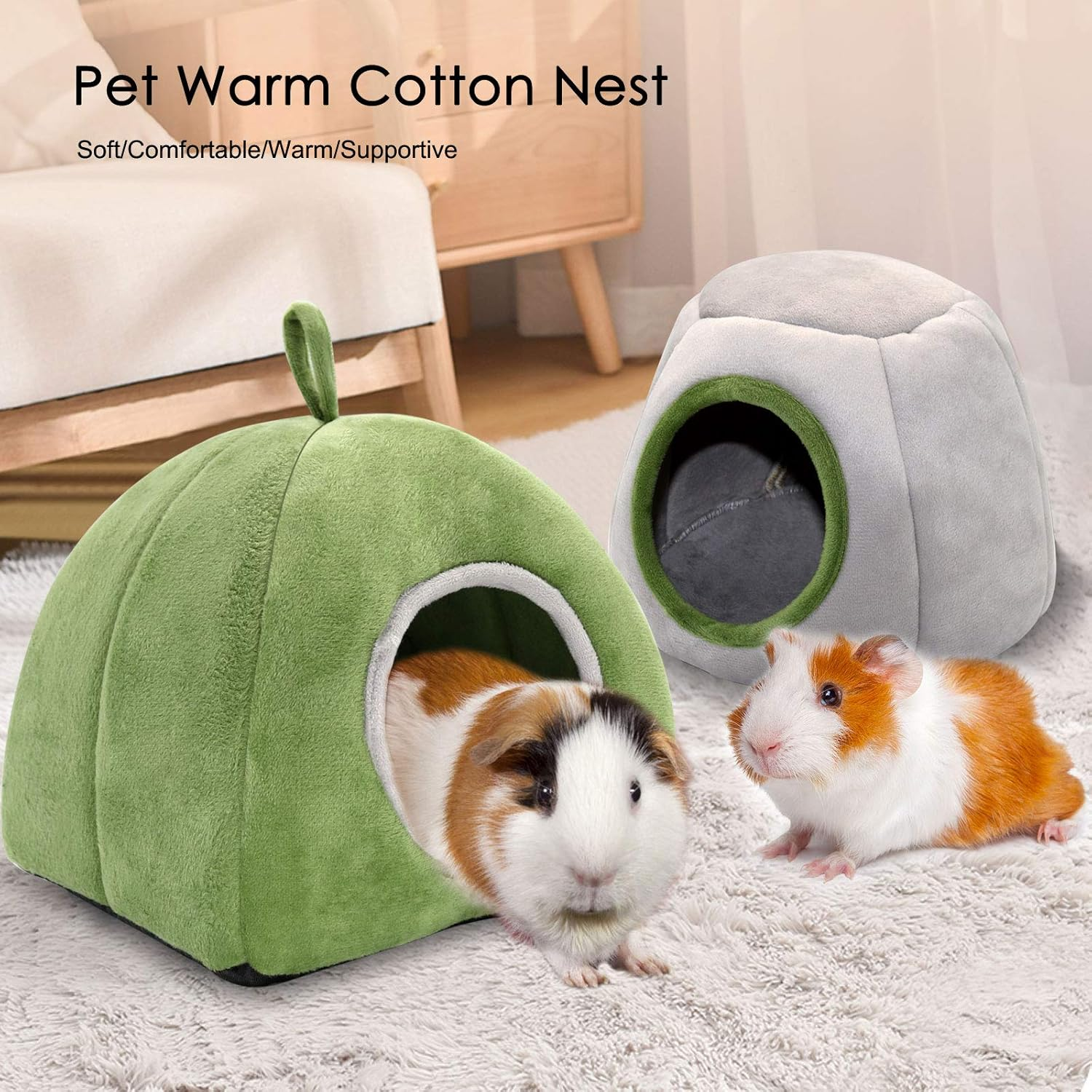 YUEPET Guinea Pig Bed 2 Pack - Washable Cage Accessories Small Animal Bed Hideout for Guinea Pig, Chinchilla, Hamsters, Hedgehog - Lion And Whale image number 2