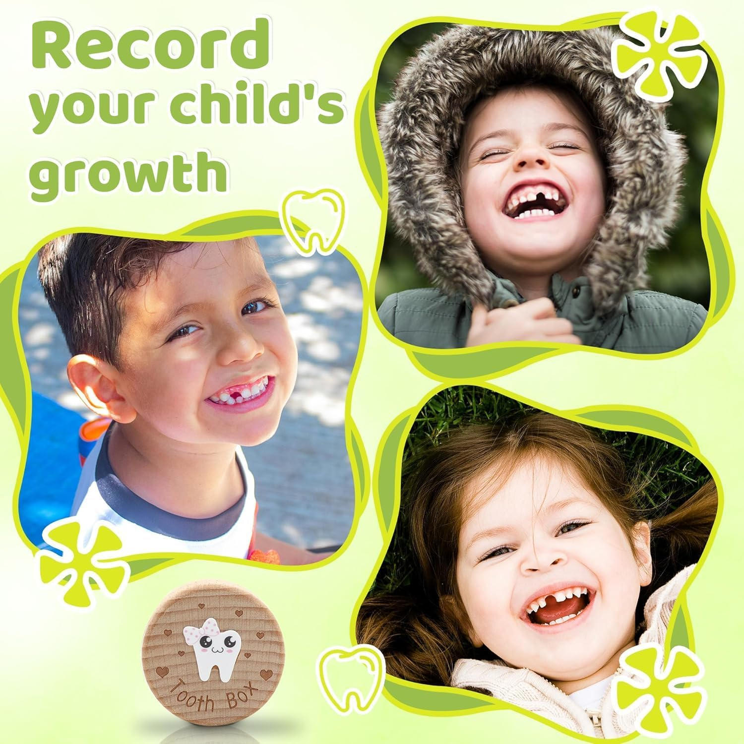 Wooden Tooth Fairy Box, Cute Tooth Fairy Tooth Holder, Tooth Fairy Kit with Tooth Fairy Coin and Transparent Storage Box, 3D Carved First Tooth Keepsake Box for Lost Teeth image number 3