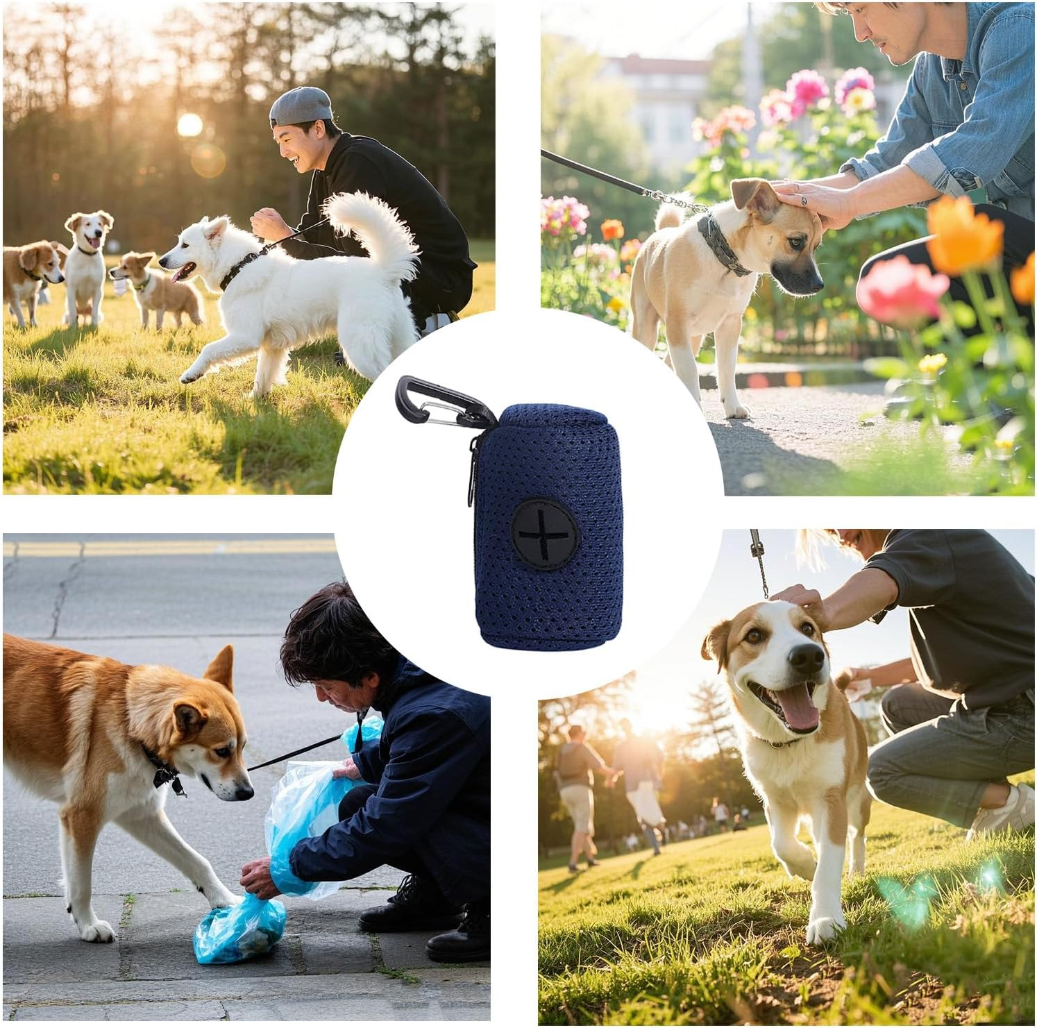 Luojinluoda Dog Poop Bags Dispenser - Mesh Fabric Attachment Large Capacity Dog Poop Bag Holder with Zipper, Portable Pet Waste Bag Holder for Daily Dog Walking image number 3