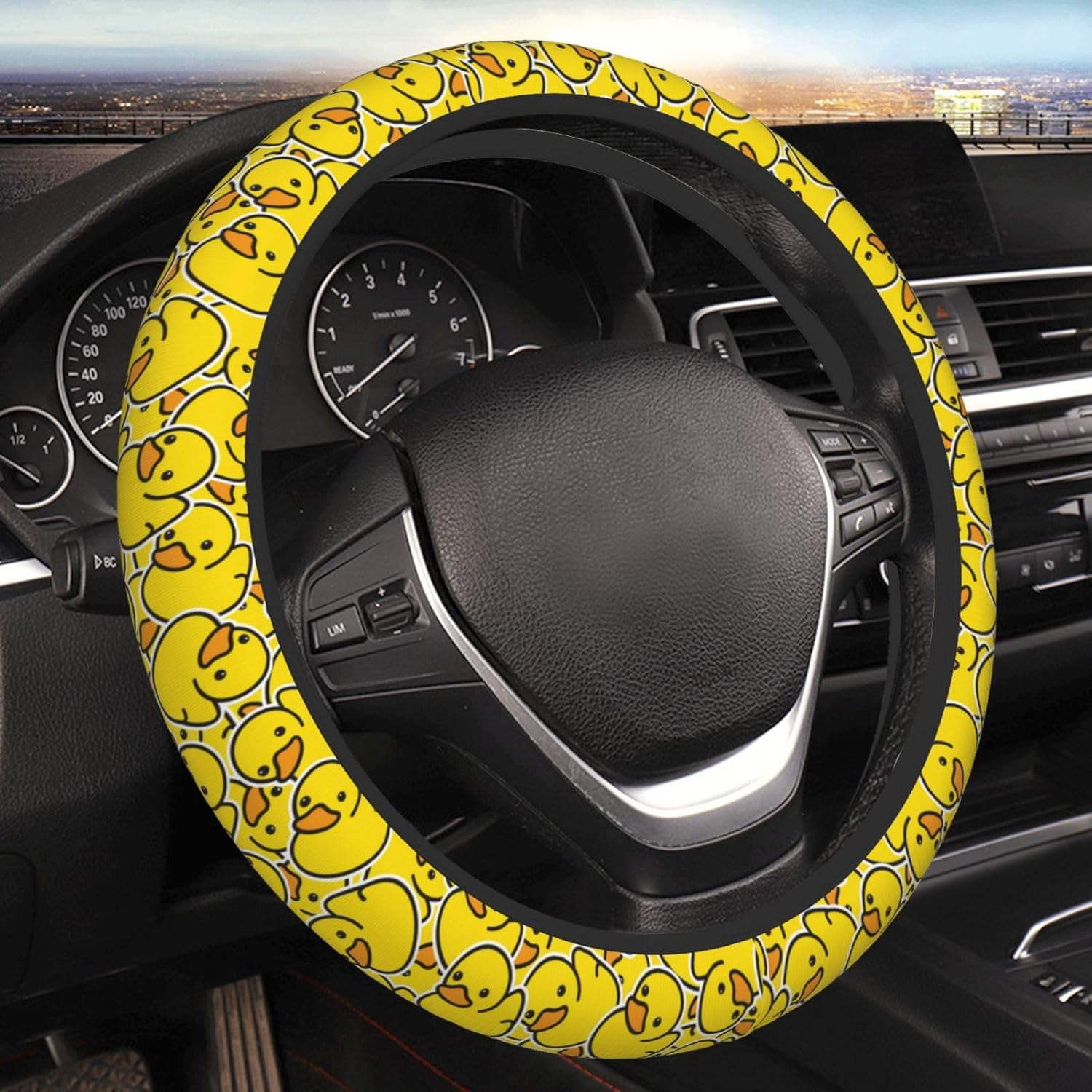 Duck Cartoon Cute Yellow Steering Wheel Cover for Women Men Girls Car Accessories Decor Anti-Slip Neoprene Auto Steering Wheel Covers Protector Universal 15 Inch - 1 image number 6
