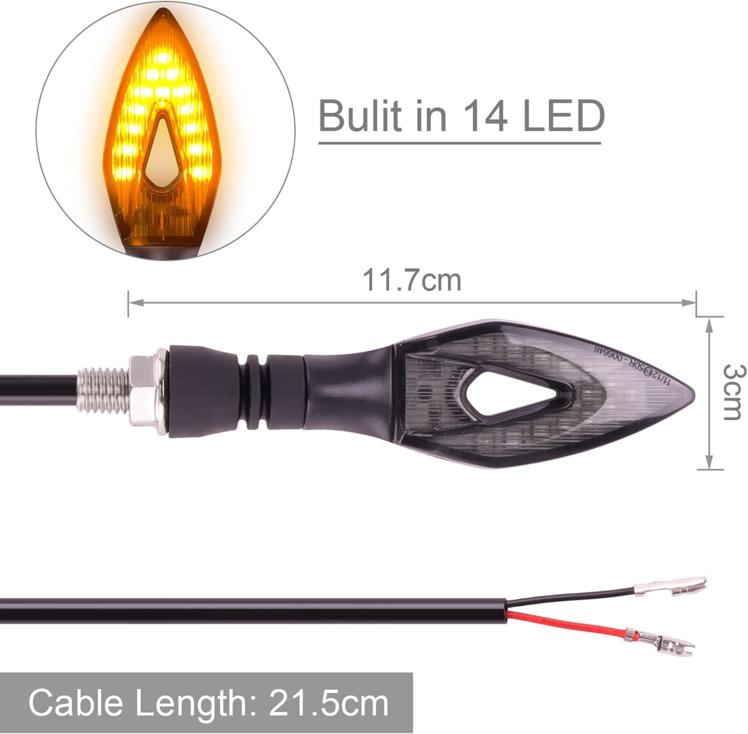 Kinstecks 4PCS Motorcycle Indicators Flowing Turn Signal Lights Motorbike Turning Indicators 12V 14 Leds Bulbs for Motorcycle Motorbike Scooter Quad Cruiser off Road image number 3