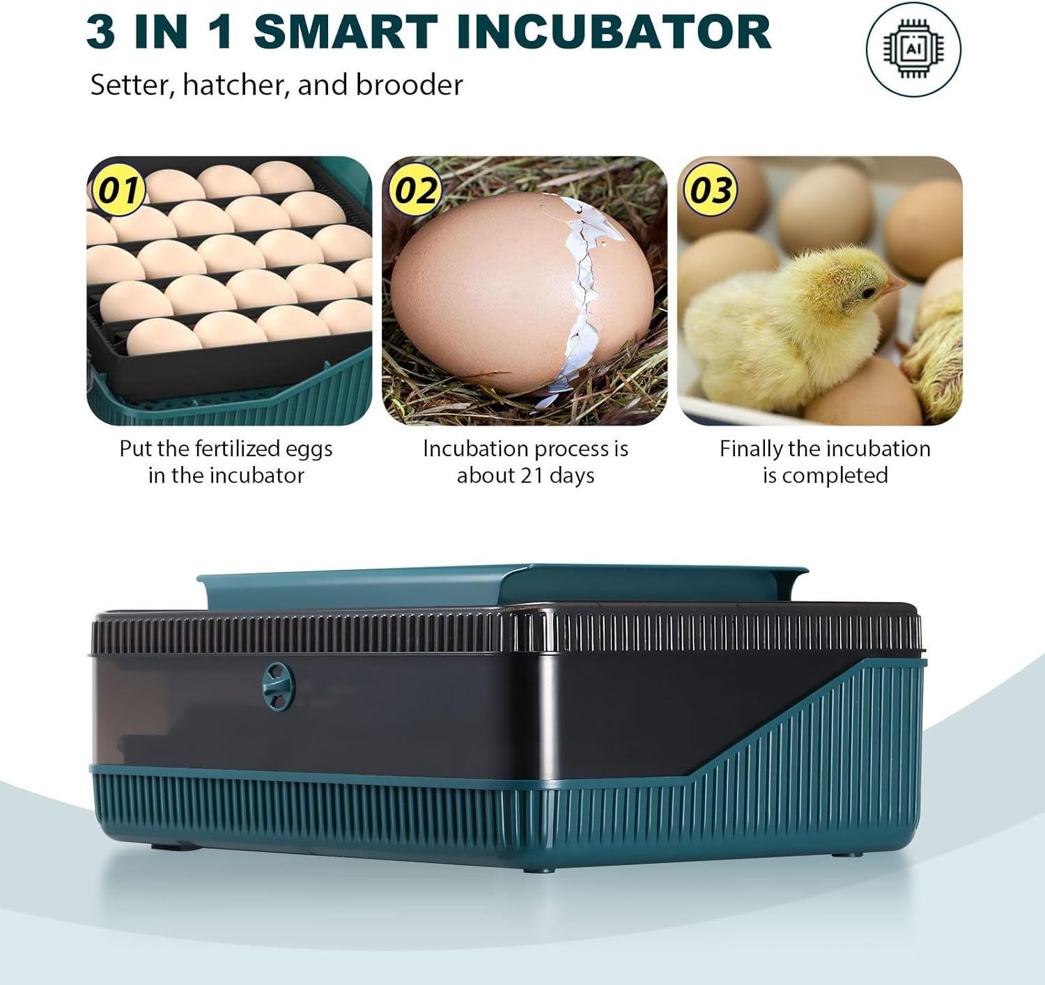 Pet Scene 25 Egg Incubator Auto for Hatching Chicks with Automatic Egg Turner Pro, Humidity Display, Egg Candler, Egg Incubator for Chicken, Duck image number 4