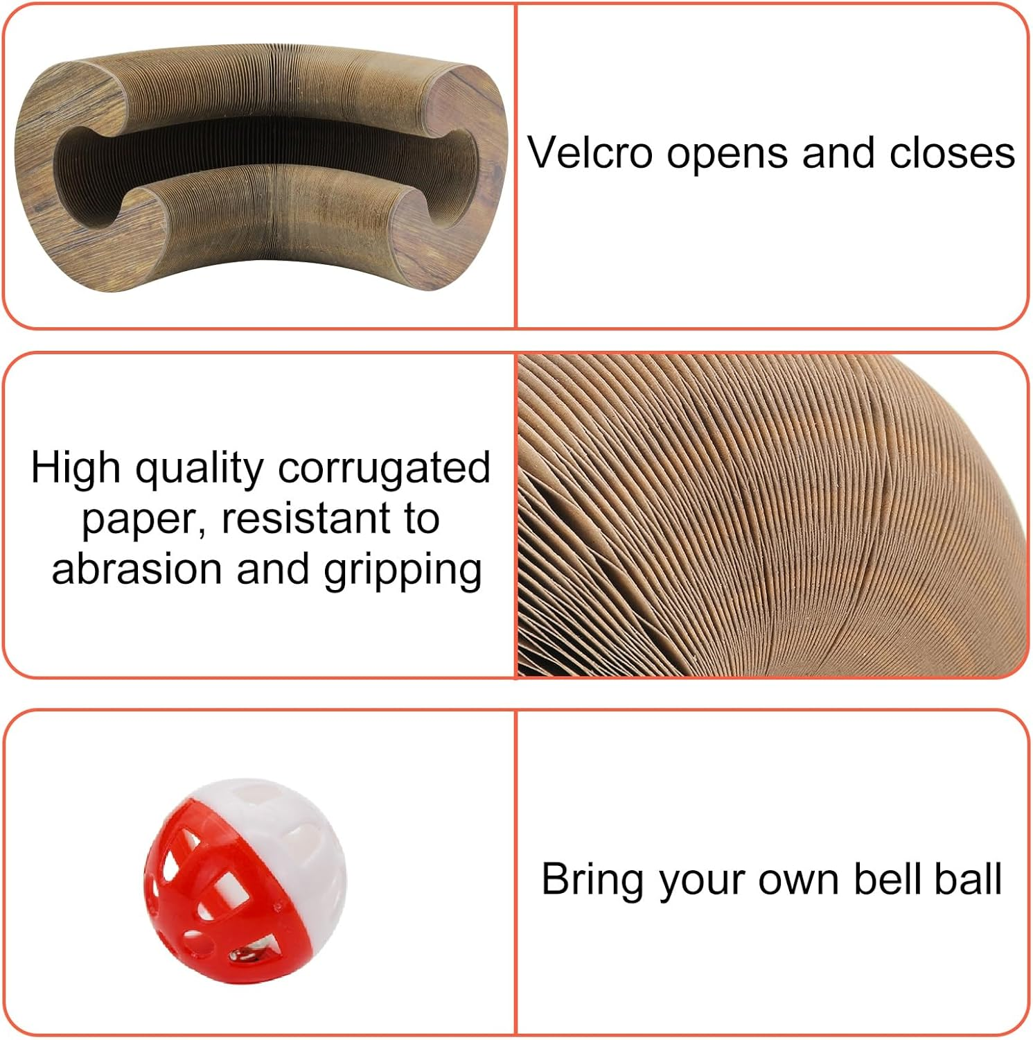 Andiker Magic Organ Cat Scratching Board, Corrugated Cardboard Cat Scratch with Ball for Playing Scratching Paws, Foldable Sanding Cat Toy for Indoor Cats for Mental & Physical Exercise (Type 1) image number 2