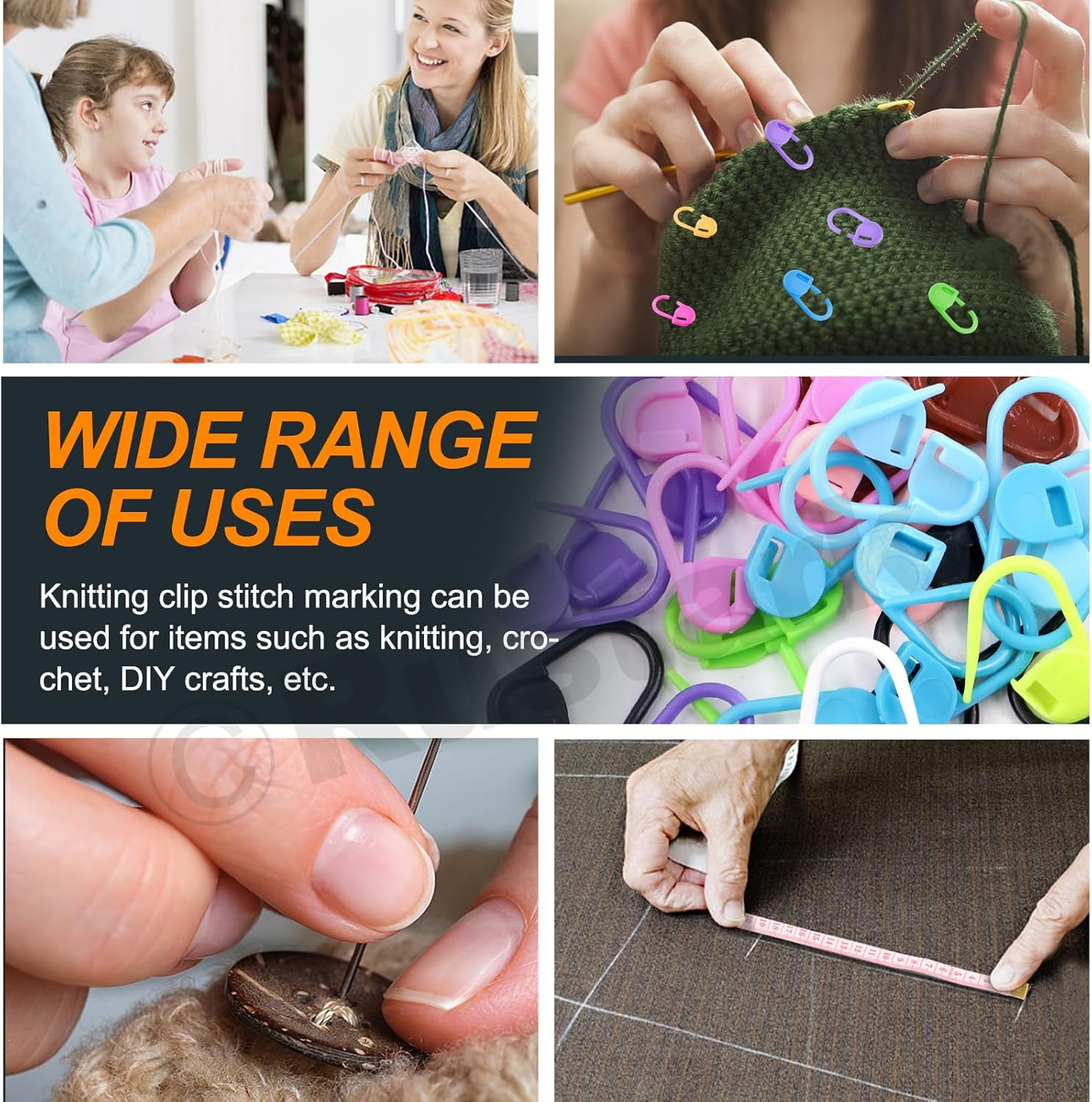 Rustark 316Pcs Colorful Stitch Markers and Big Eye Blunt Sewing Needles Assortment Kit with Soft Tape Measure, Locking Stitch Markers Set for Pattern Marking Yarn Knitting Crocheting DIY Projects