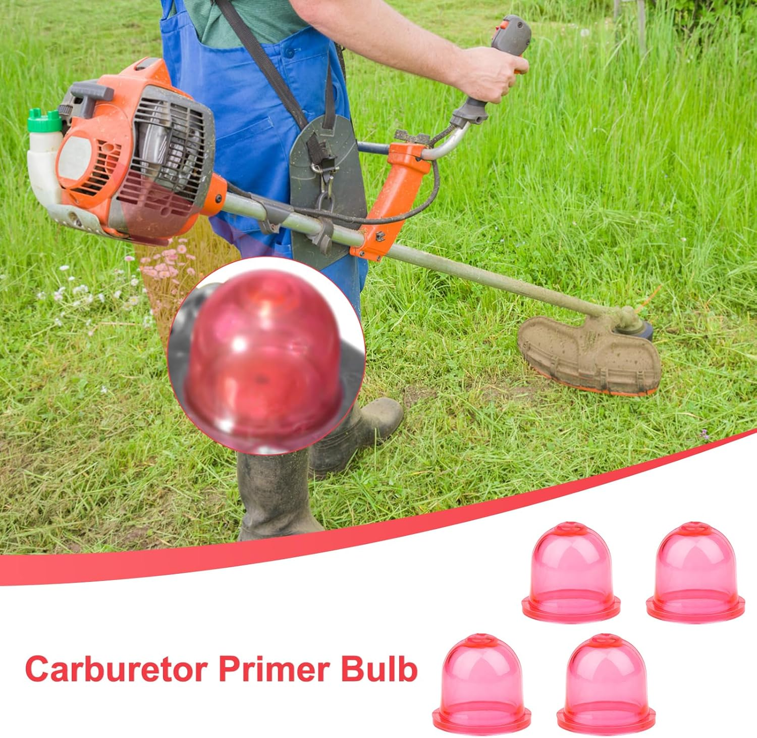 5Pcs Primer Bulb Carburetor, Red Carburetor Primer Bulbs Replacement Fuel Primer Bulb Compatible with Zama 0057003 0057004 0057025 for Trimmers& Leaf Blowers