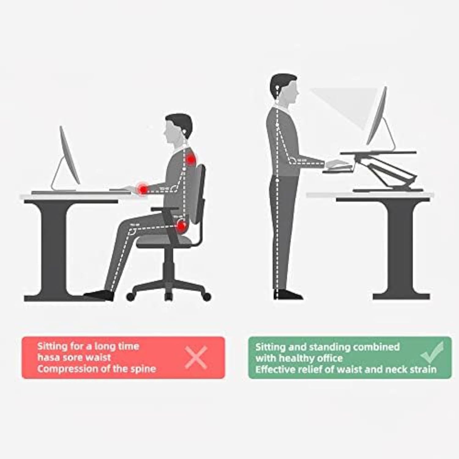 Cozioz Adjustable Height Standing Desk Converter, Matte Black Finish, Transform Your Desk into a Standing Workstation for Laptop and Single Monitor, Ideal for Office Use image number 2