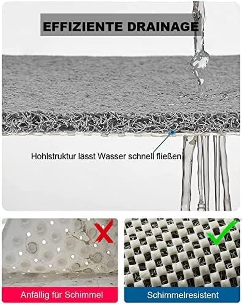 Non-Slip Shower Mat, 40 X 60 Cm, Loofah Massage Shower Mats, Bath Mat, Shower Mat with Non-Slip Safety, Permeable Bath Mat, for Bathtub and Wet Areas (Grey, 40 X 60 Cm) image number 1