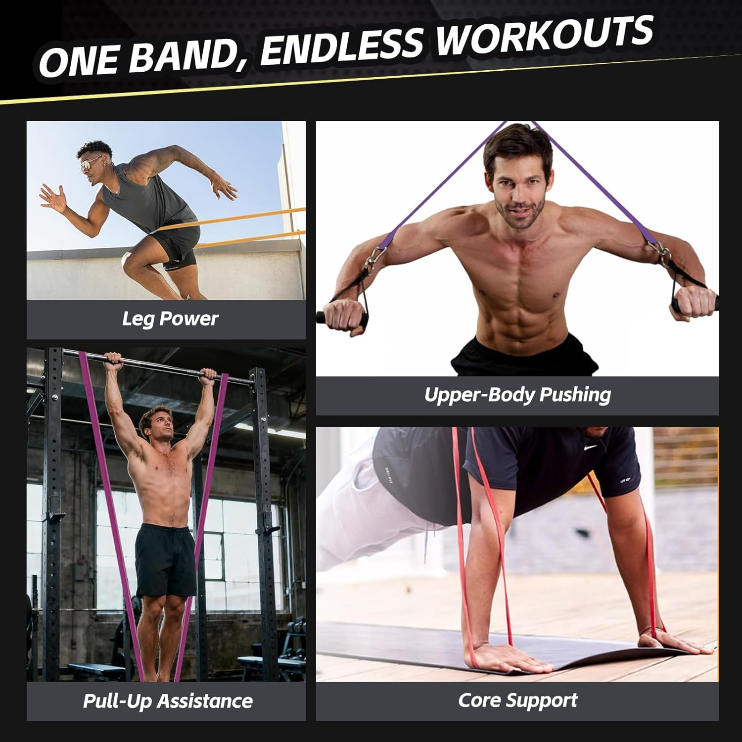 Igyos 9 Pcs Resistance Bands Set, 5-Level Exercise Bands with Handles & Door Anchor, Workout Bands for Strength Training, Physical Therapy, Home Gym Fitness Equipment for Men and Women image number 5