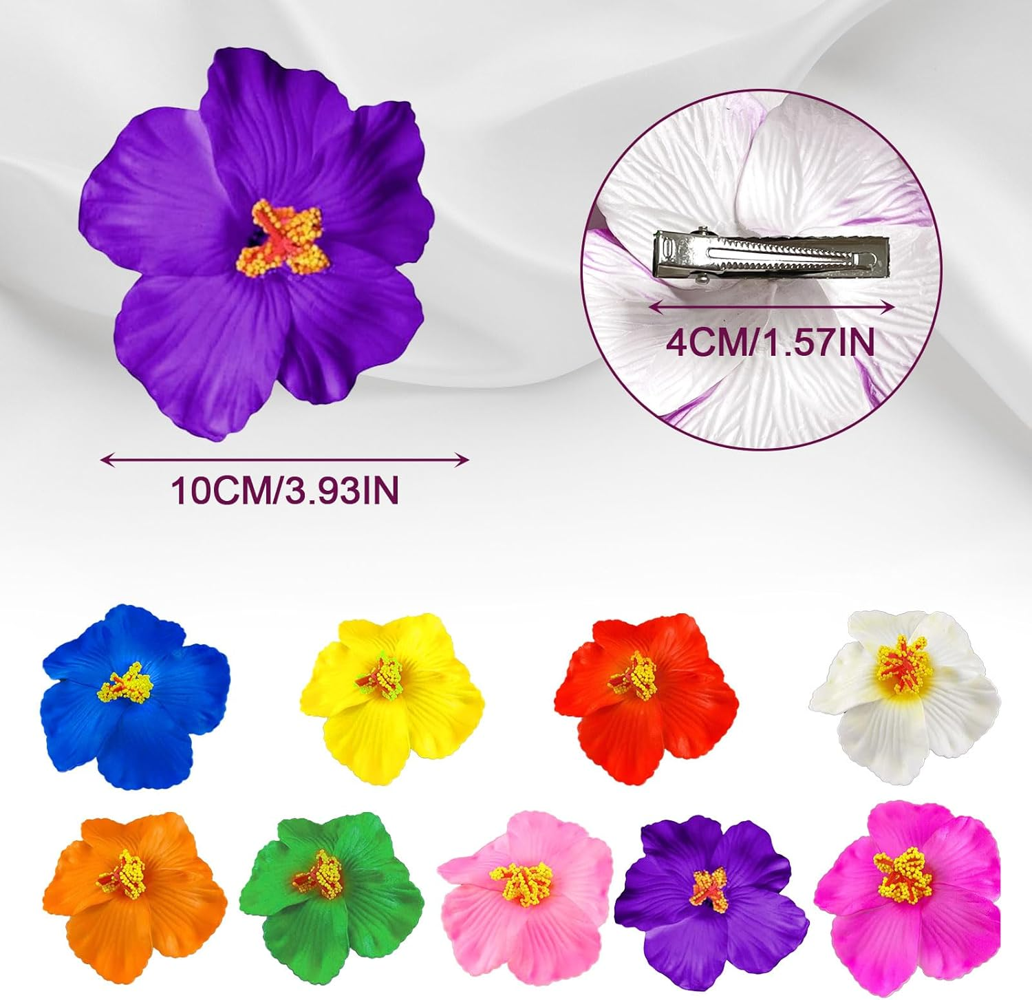FUIPVGI Pack of 9 Flower Hair Clips, Hawaiian Flower Hair Clips, Flower Hair Clips Girls, Plumeria Hibiscus Hair Clip, Bohemian Tropical Flower Hairpin for Wedding, Holiday, Beach Party