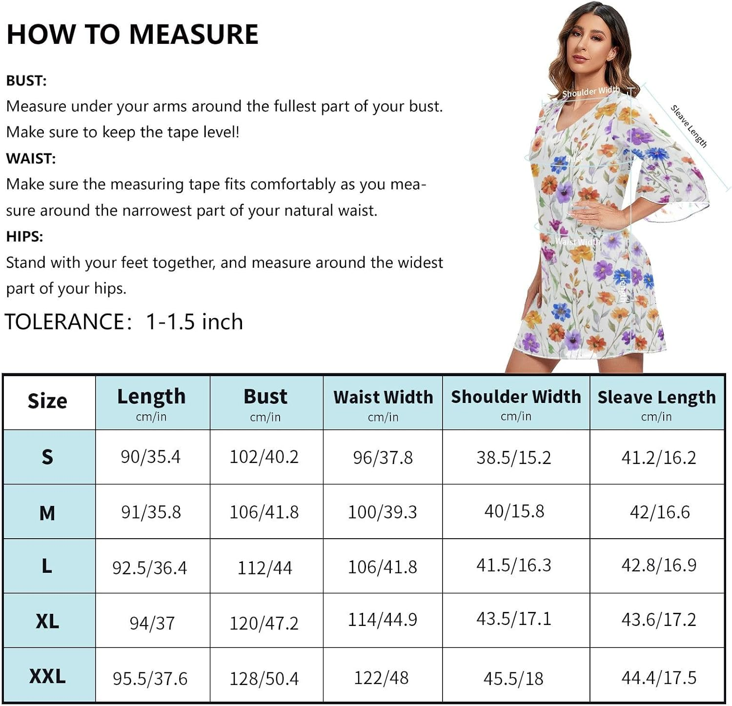 Watercolor Wildflowers V Neck Dress Printed Maternity Dress Party S-XXL image number 5