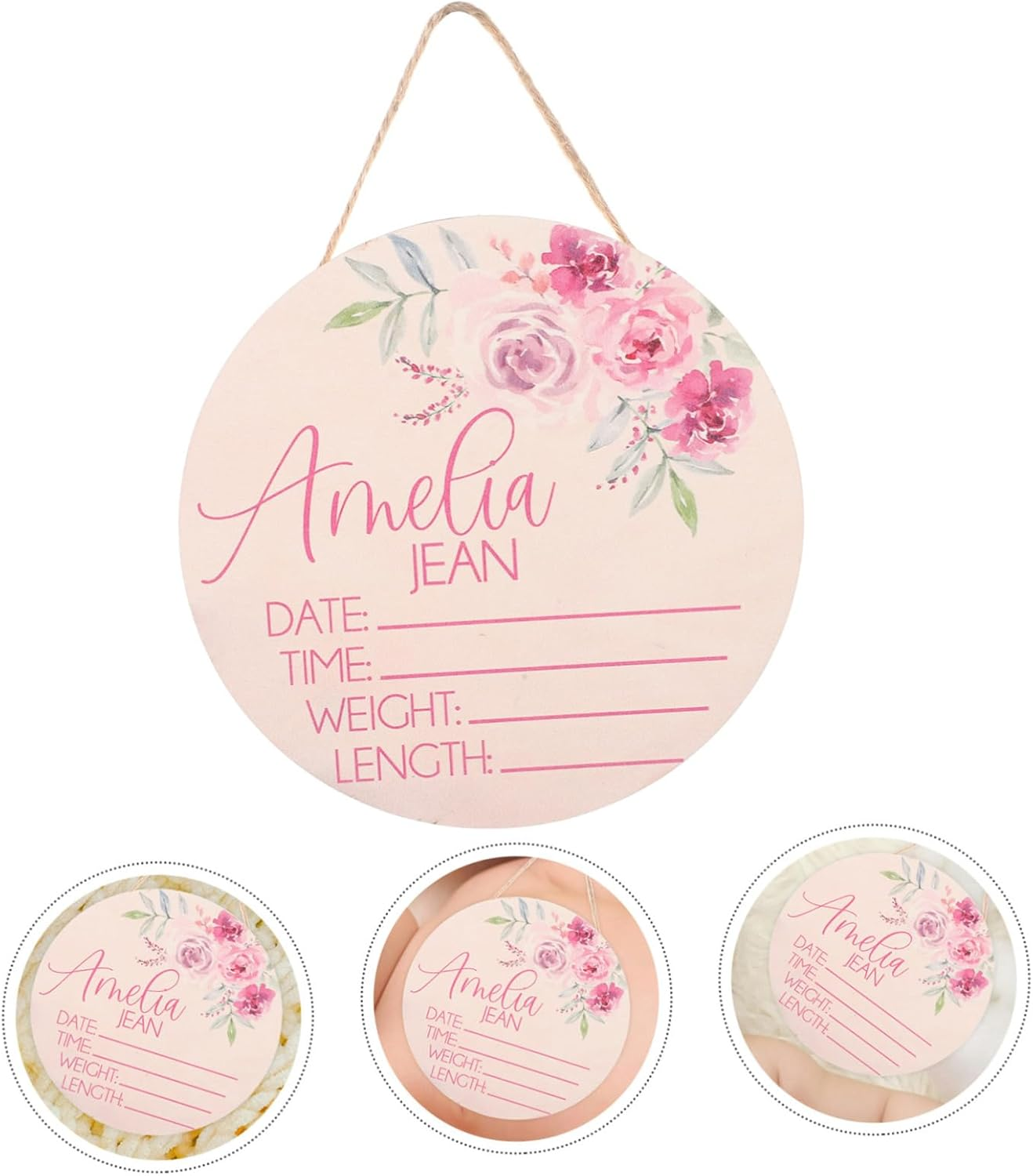 2Pcs Wooden Name Announcement Sign Newborn Birth Name Sign for Nursery Decor for Boy Born image number 5