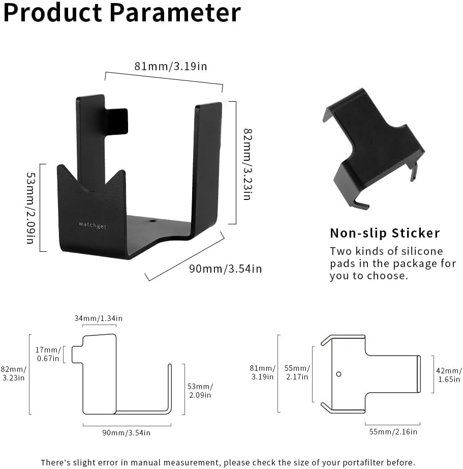 Watchget Coffee Portafilter Holder - Stainless Steel Stand for 58Mm Bottomless/Single/Double Spout Espresso Machines, Weighing Rack, Black image number 5