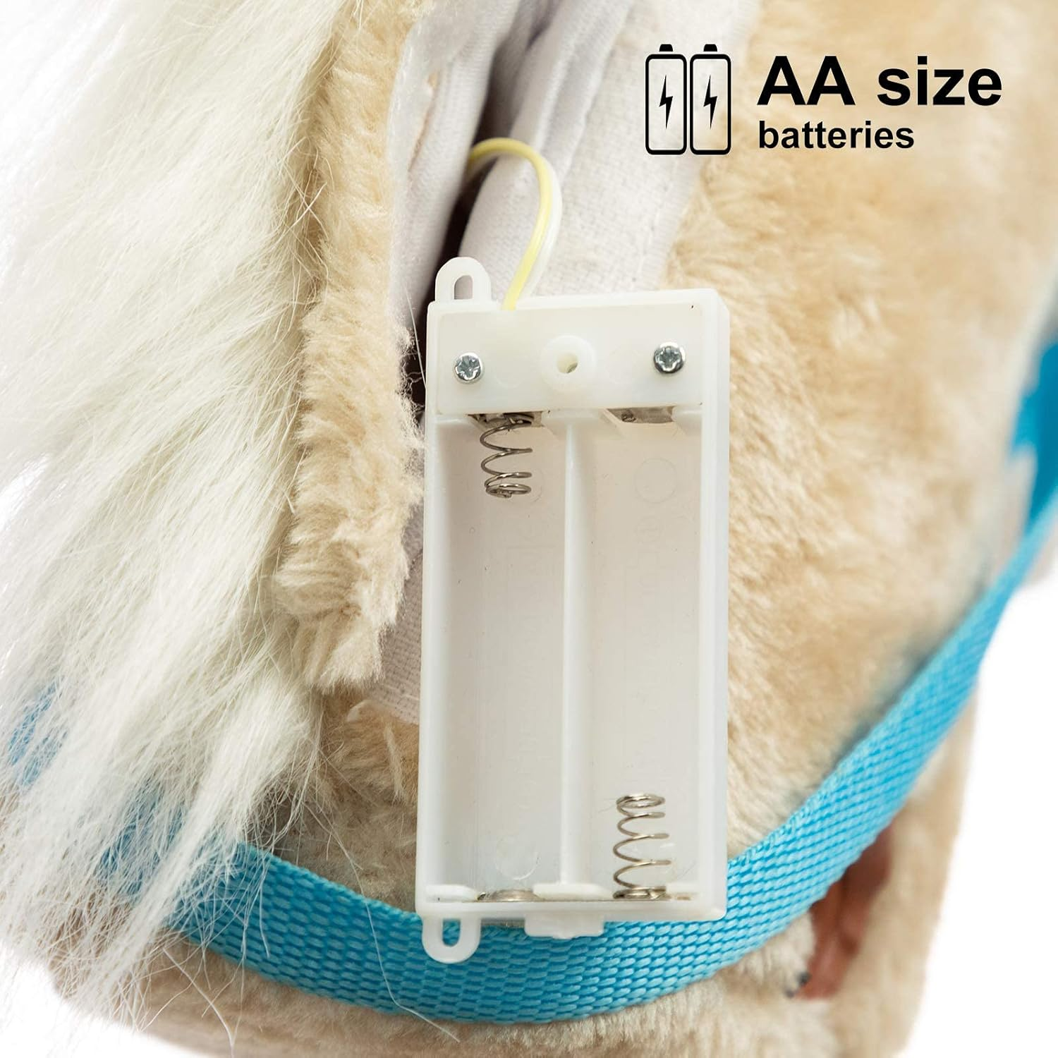 BEJOY Stick Horse with Wood Wheels, Hobby Horse Toy, Real Pony Neighing and Galloping Sounds Plush Toy Beige 36 Inches(Aa Batteries Required)