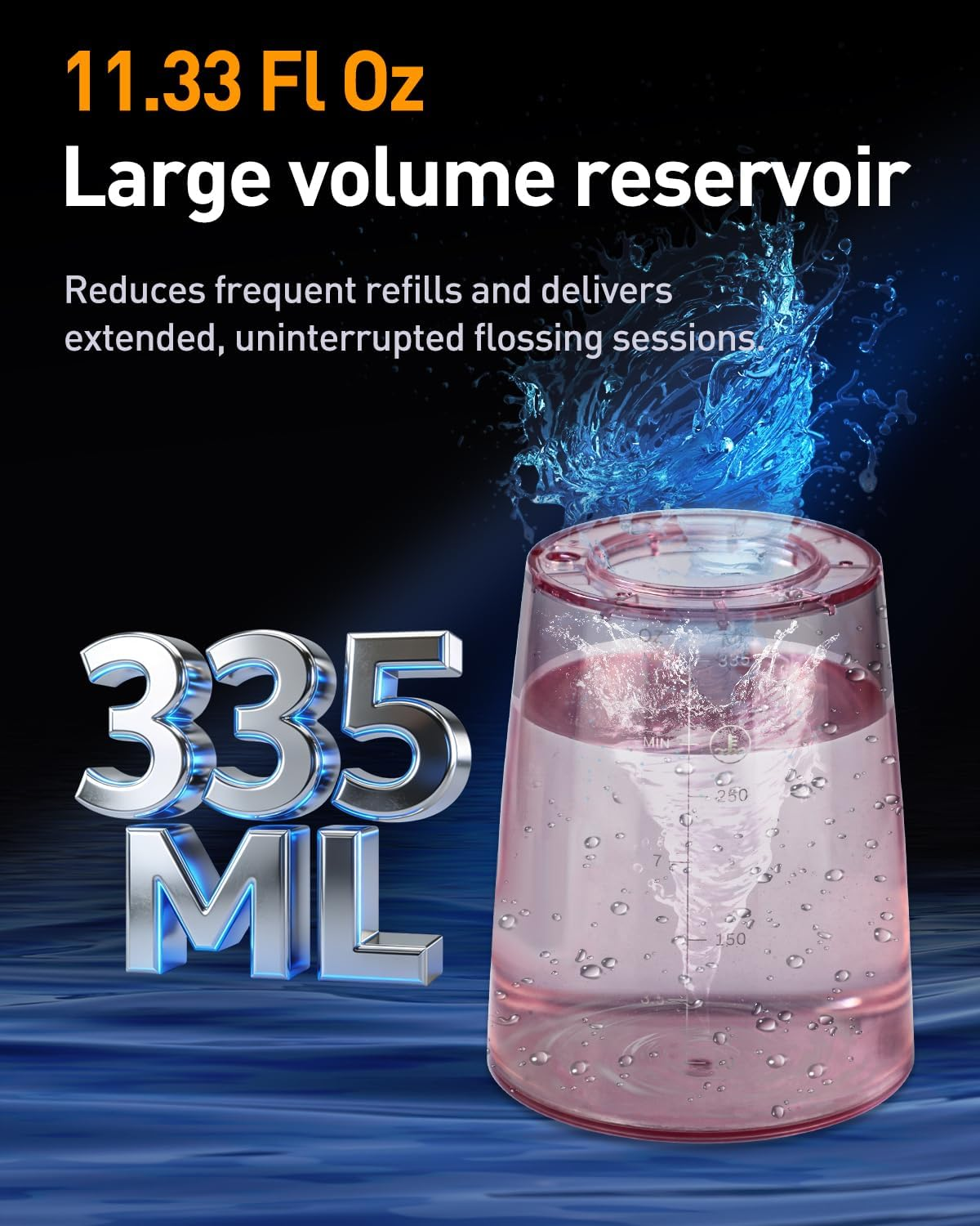 Mysmile Powerful Cordless 5 Modes Dental Water Flossers for Teeth Portable OLED Display Oral Irrigator with 8 Replaceable Jet Tips and 350 ML Detachable Water Tank for Home Travel Use (Juicy Pink) - Pearl White image number 3