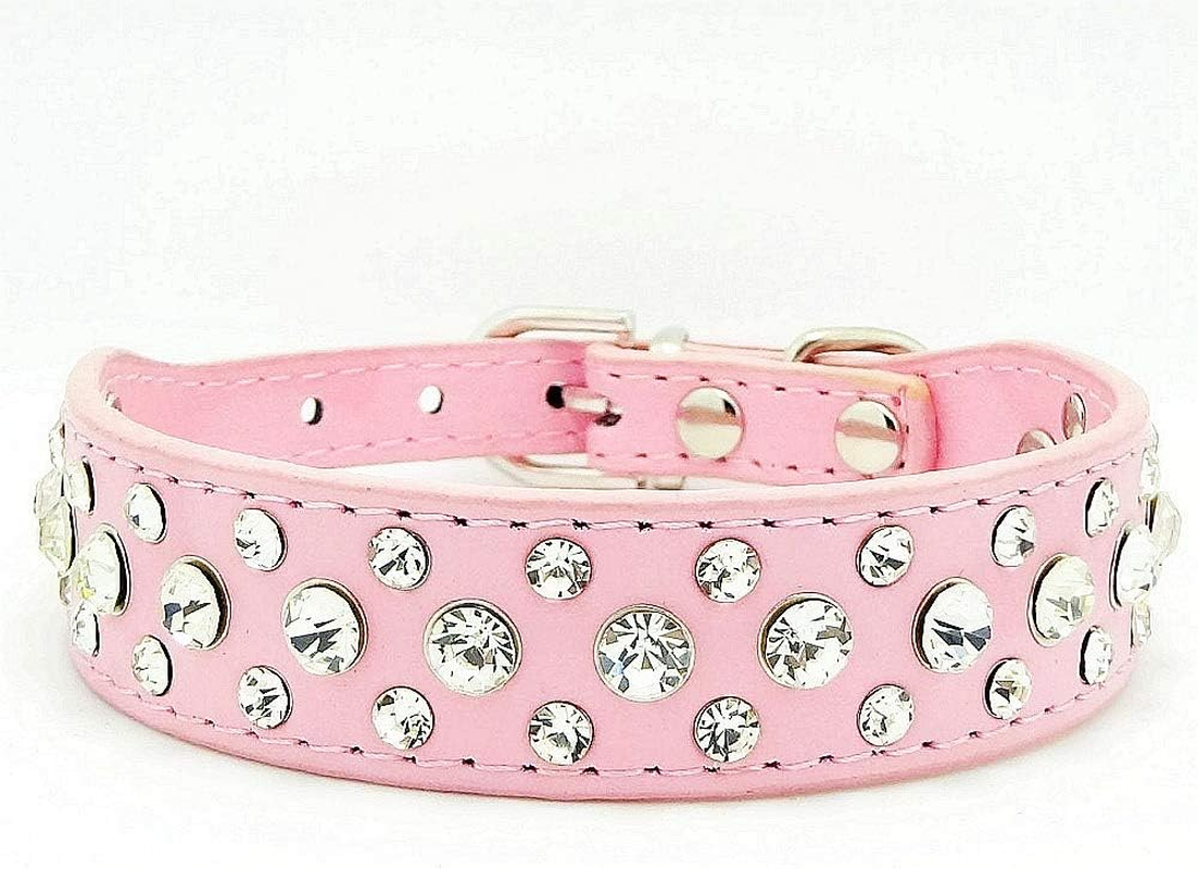 Haoyueer Black Rhinestone PU Leather Dog Cat Collar Small Medium Large XL White image number 6