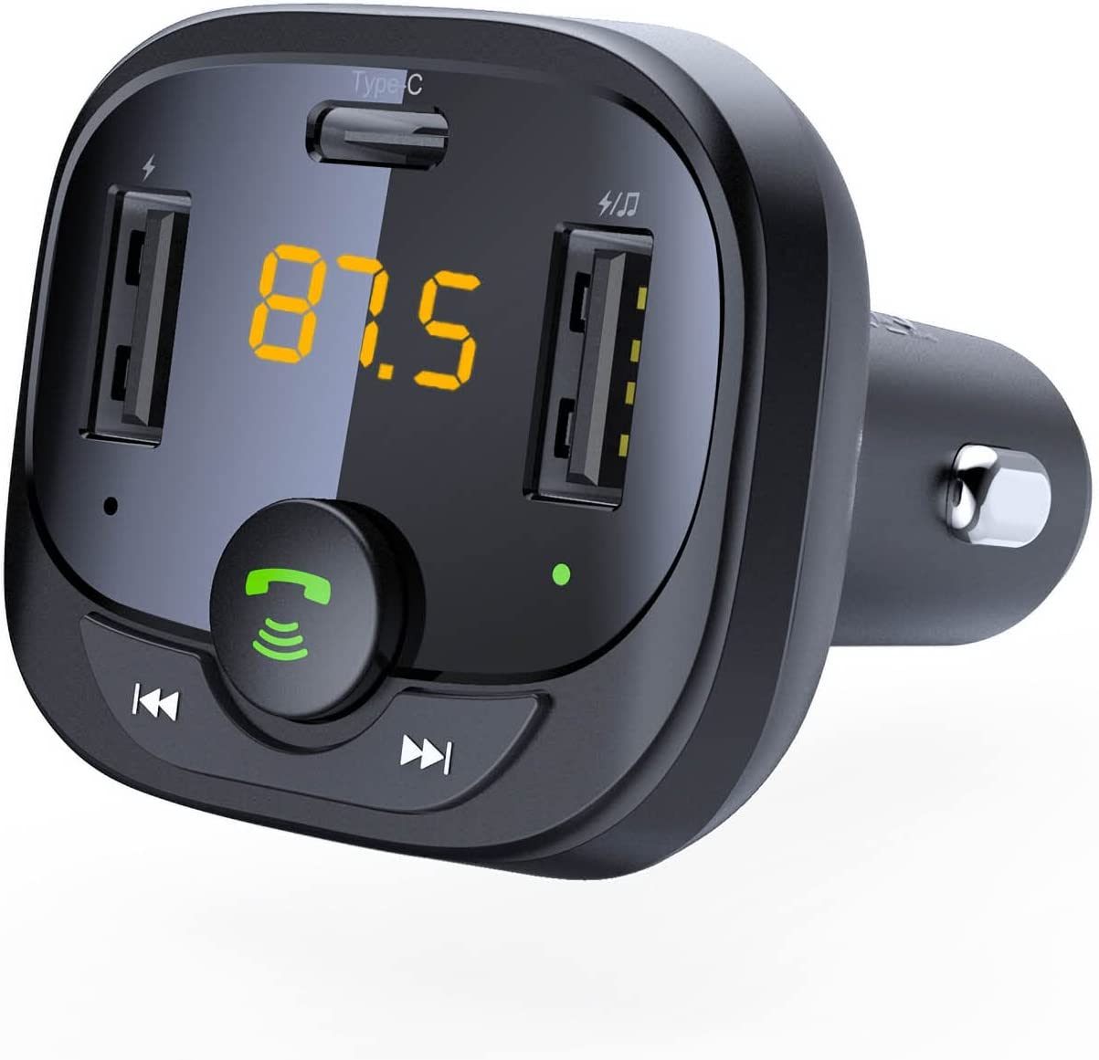 Car Bluetooth FM Transmitter Bentmax Bluetooth 5.0 Car Adapter with USB and Type-C Charging Ports, 12/24V Cigarette Lighter Power Input, Support USB/TF Card Music Playback and Hands-Free Calls image number 2