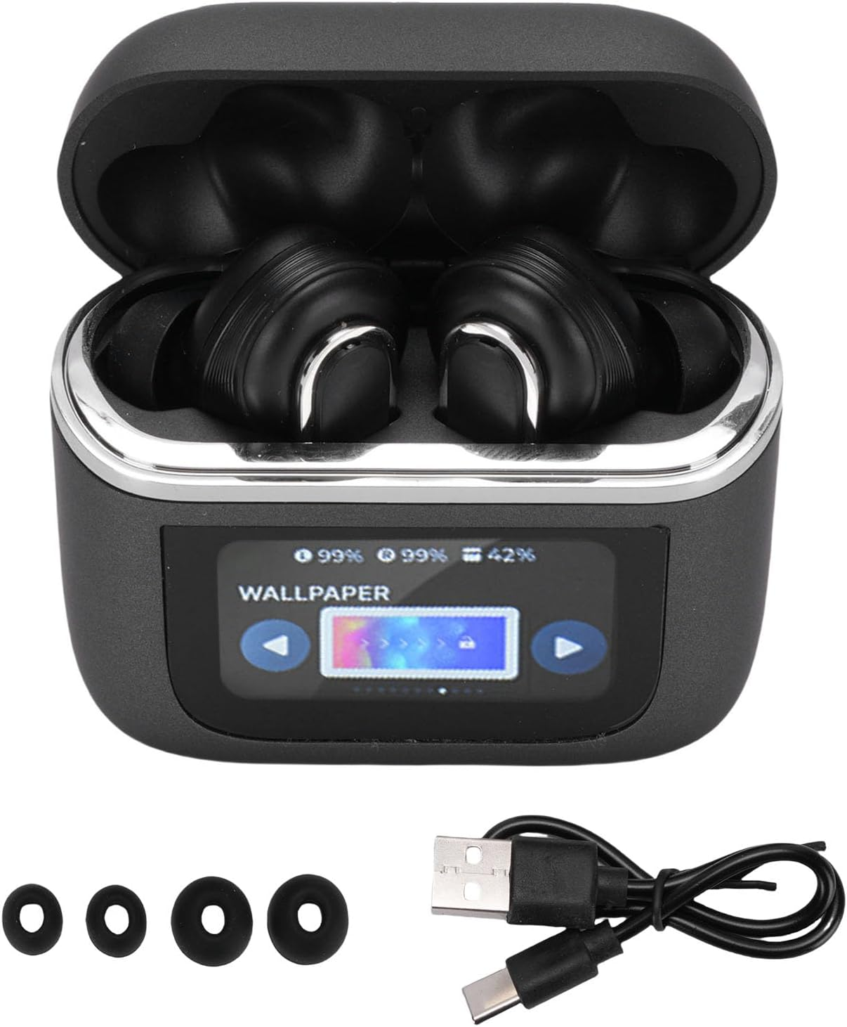 Depisuta Language Translator Earbuds, Wireless Translation Earphones with APP Display Screen 74 Languages 70 Accents Active Noise Cancellation for Travel Business Meetings image number 3