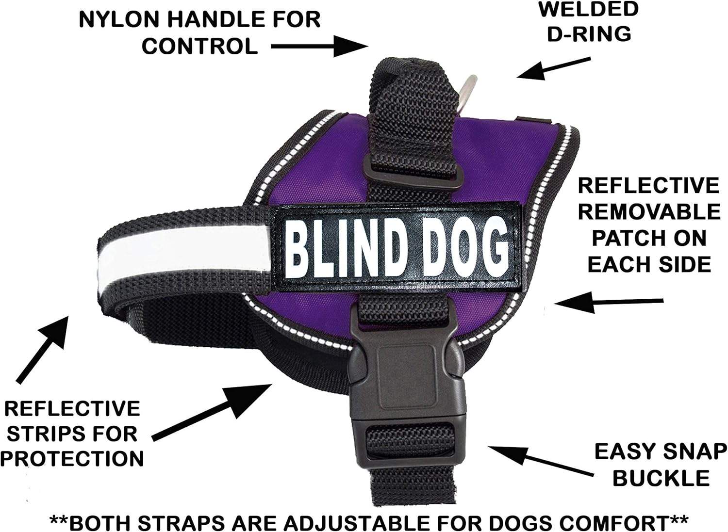 Doggie Stylz Blind Dog Harness No Pull No Escape Dog Vest for Blind Dogs Adjustable Vest with Handle Blind Dog Accessories and Patches for Training and Mobility image number 1