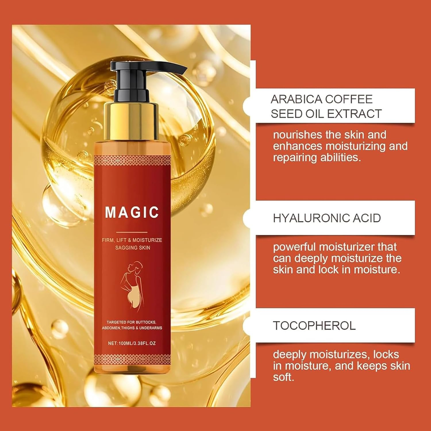 Magic Body Firming Oil &ndash; Body Oil Alternative for Full Body Use, Hydrating and Firming Skin Oil for Arms, Chest, and Thighs, Magic Body Oil with Vitamin E, Rosehip, and Almond Oils (2Pcs) image number 1