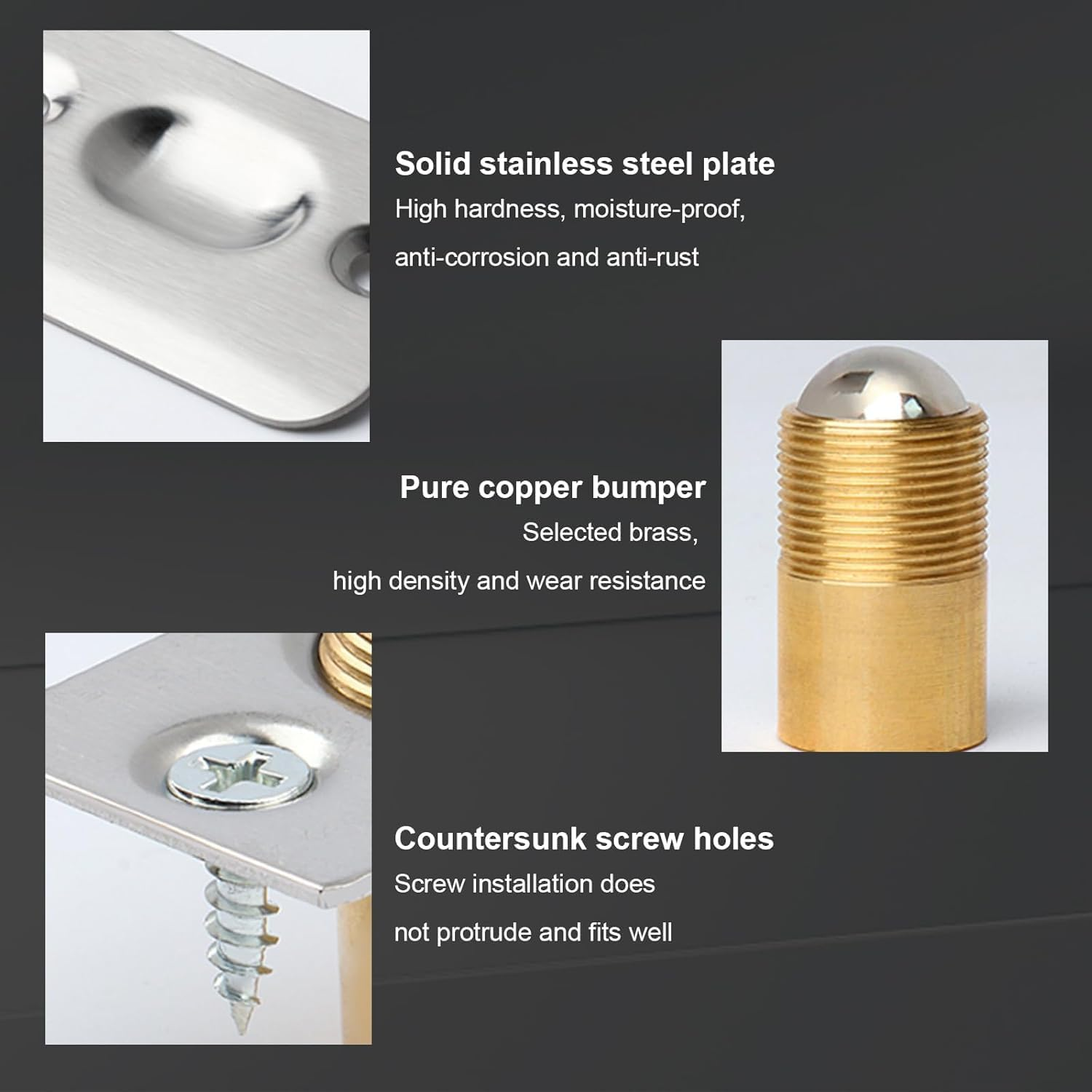 Magnetic Ball Door Catch, Grey, Concealed Hardware Lock for French Doors, Double Cabinet Doors, Quiet Closet