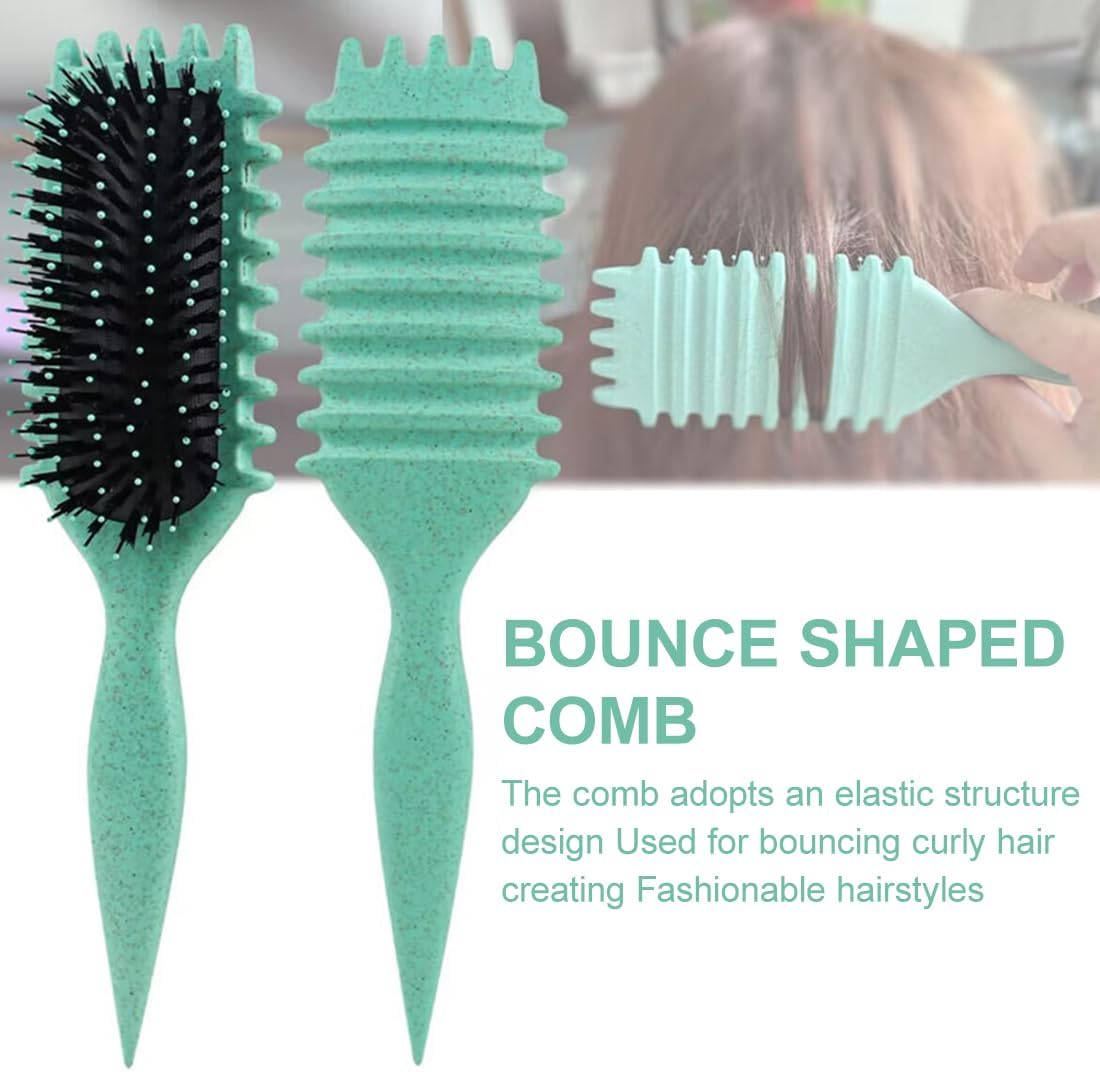 1 Pcs Brush Curl, Curl Defining Brush, Boar Bristle Hair Brush Styling Brush for Detangling, Boar Bristle Hair Brush for Define and Shape Curls, Green