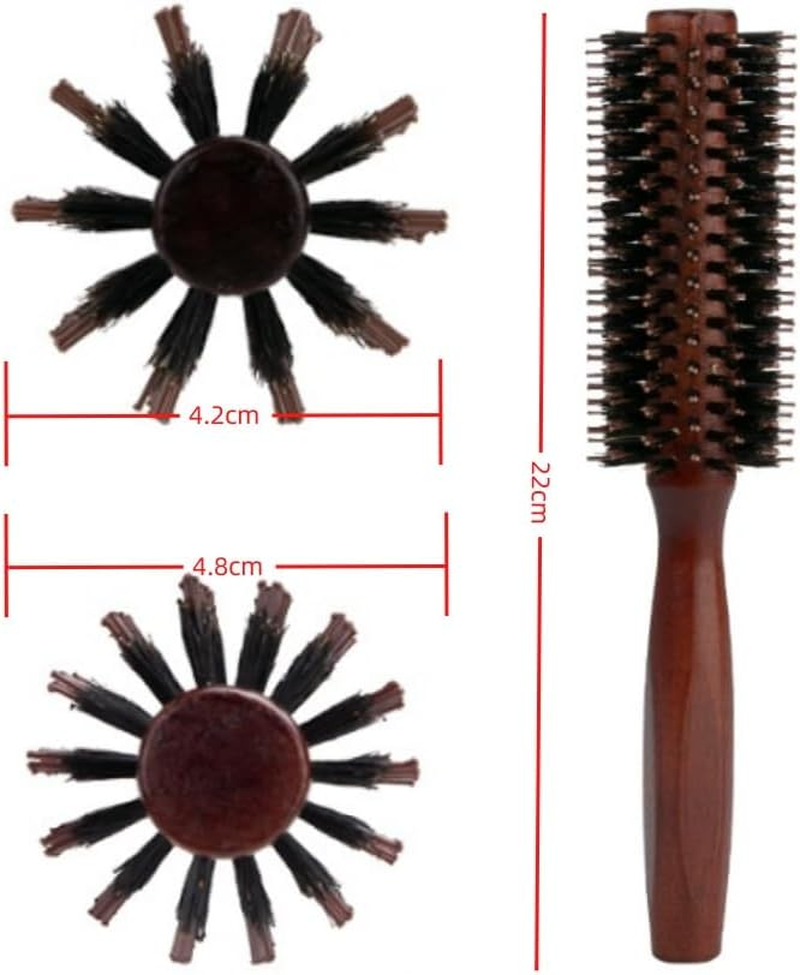 GYWHOOFT 2 Pcs Boar Bristle Brush, Boar Bristle round Brush,Anti Static Quiff Roller Hair Brush for Men and Women, Wooden Handle Bristle Styling Brush, for Hair and Beards Modeling image number 2
