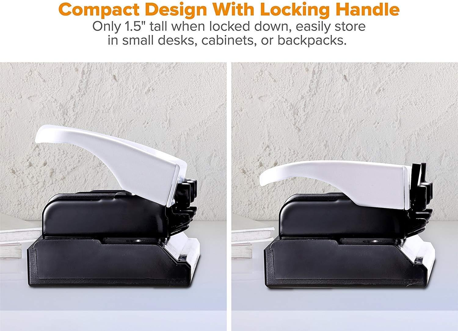 Bostitch Office 3 Hole Punch, Durable Metal,Rubber Base, 12 Sheets, White (KT-HP12-WHITE), 1-Pack image number 4