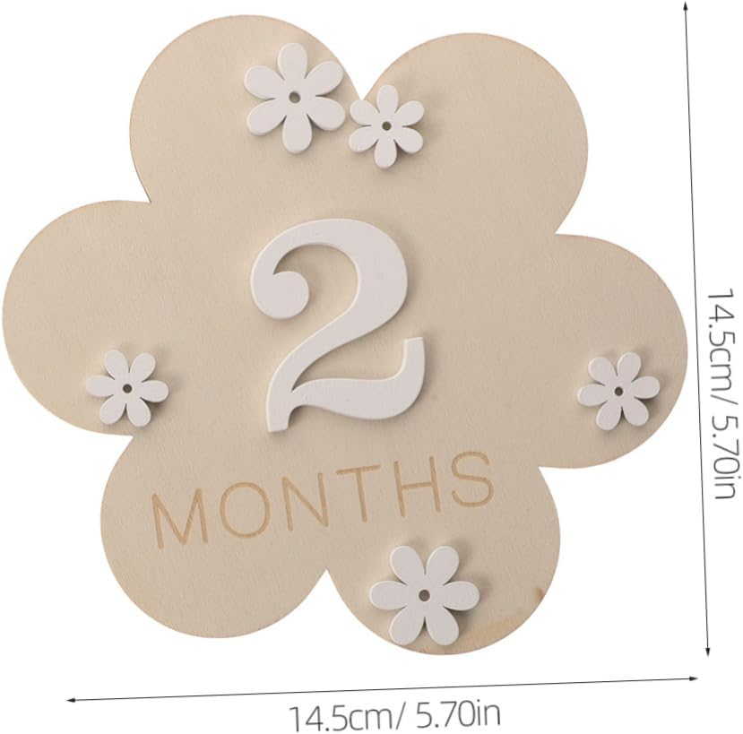 Wood Baby Milestone Flowers Baby Announcement Sign Newborn Monthly Photo Prop Growth Record Board Nursery Decoration 2Pcs Set image number 6