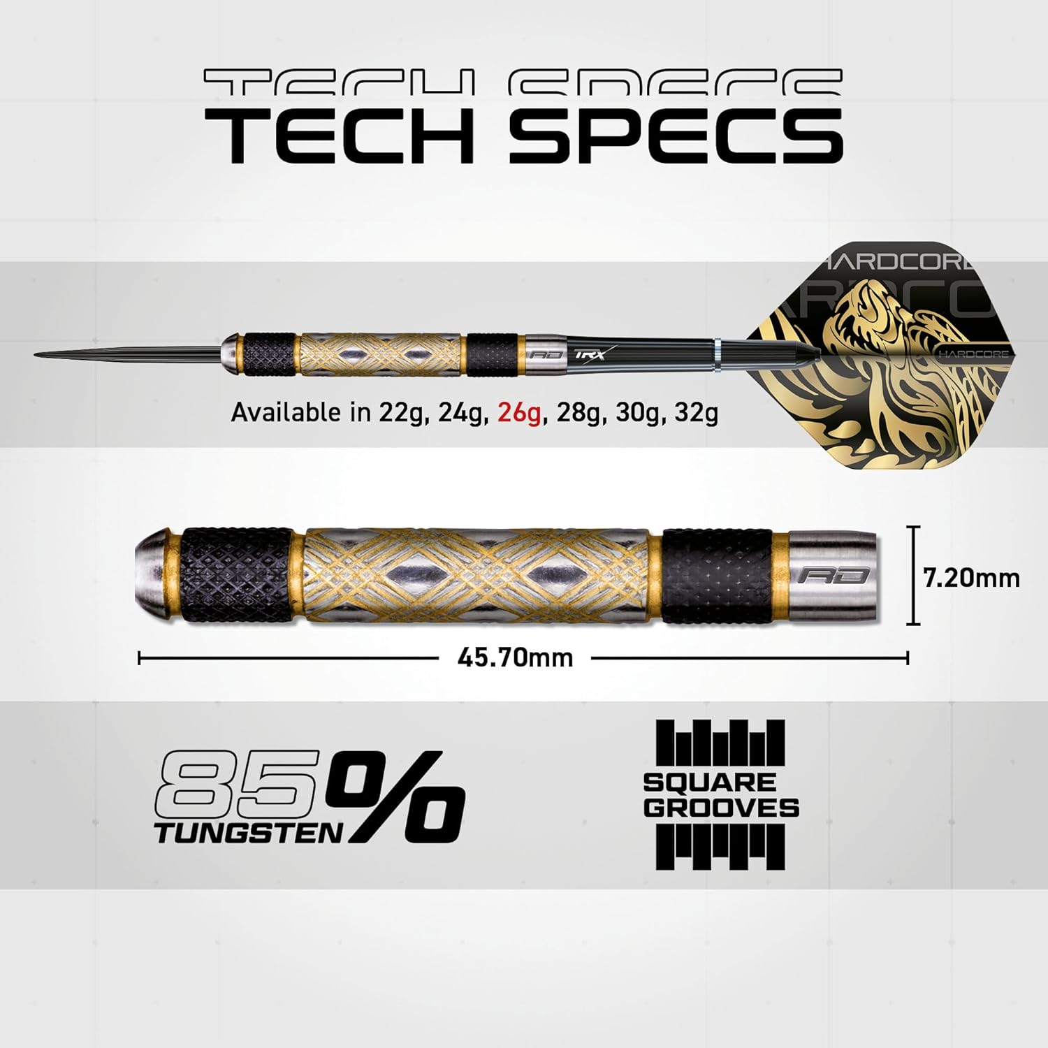 RED DRAGON Golden Eyes Tungsten Professional Darts Set with Flights and Shafts (Stems) image number 2