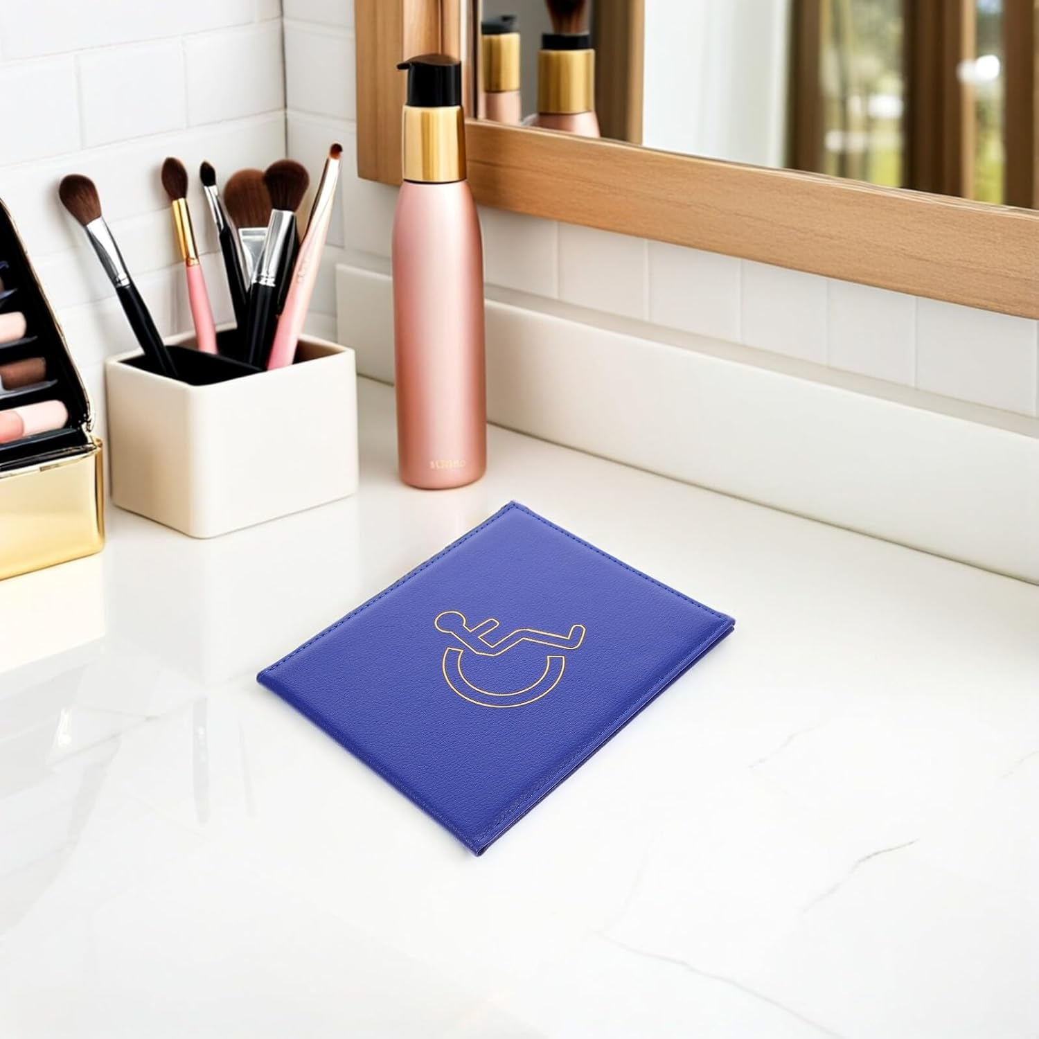 SECFOU 2Pcs Disability Certificate Holder Sleeves, EU Disabled Card Organizer with Protective Cover, Dark Blue Disability Badge Wallet for Travel and Car Use image number 3